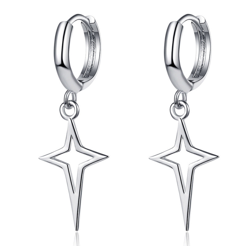 KOALA SYDNEY Punk Silver Black Star Cross Earrings