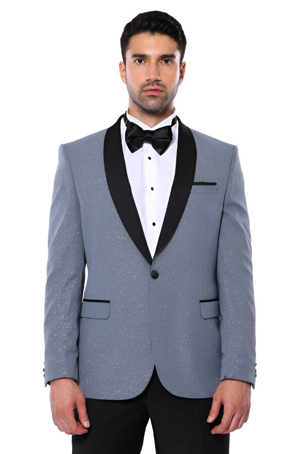 KOALA SYDNEY Smoked Shawl Lapel Sparkly Anthracite Tuxedo Jacket -