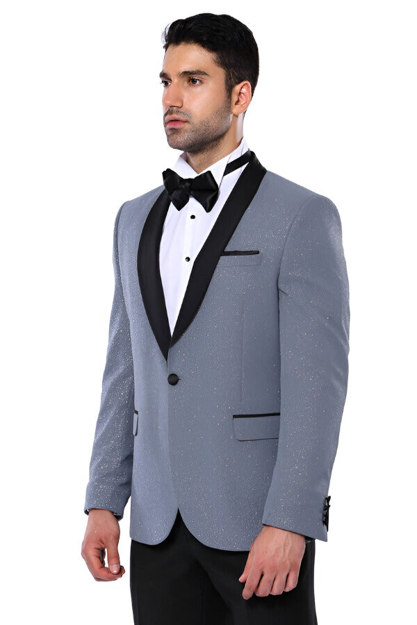 KOALA SYDNEY Smoked Shawl Lapel Sparkly Anthracite Tuxedo Jacket -