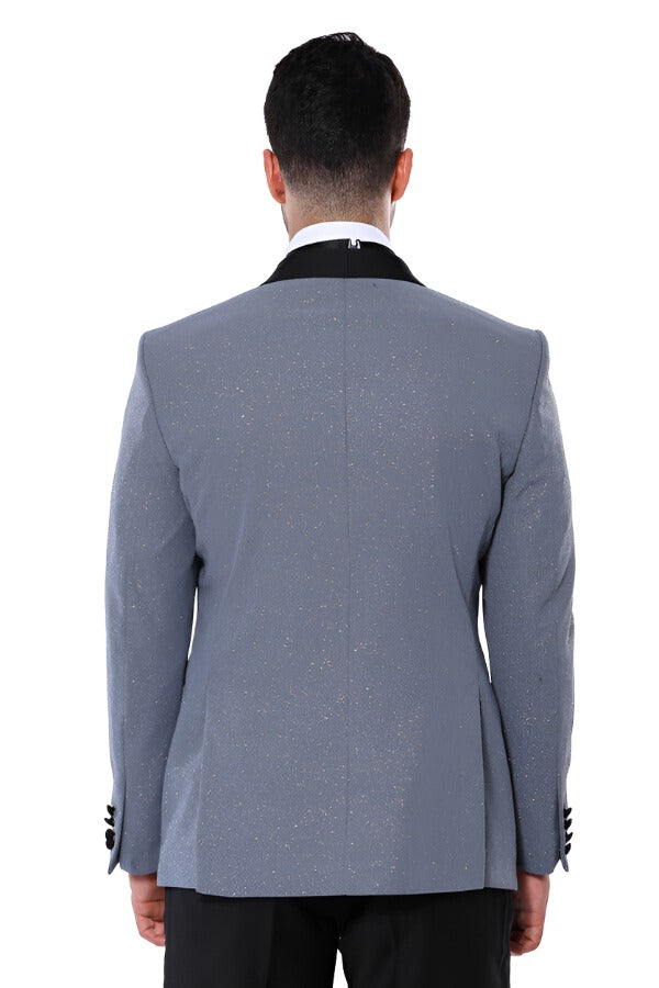KOALA SYDNEY Smoked Shawl Lapel Sparkly Anthracite Tuxedo Jacket -