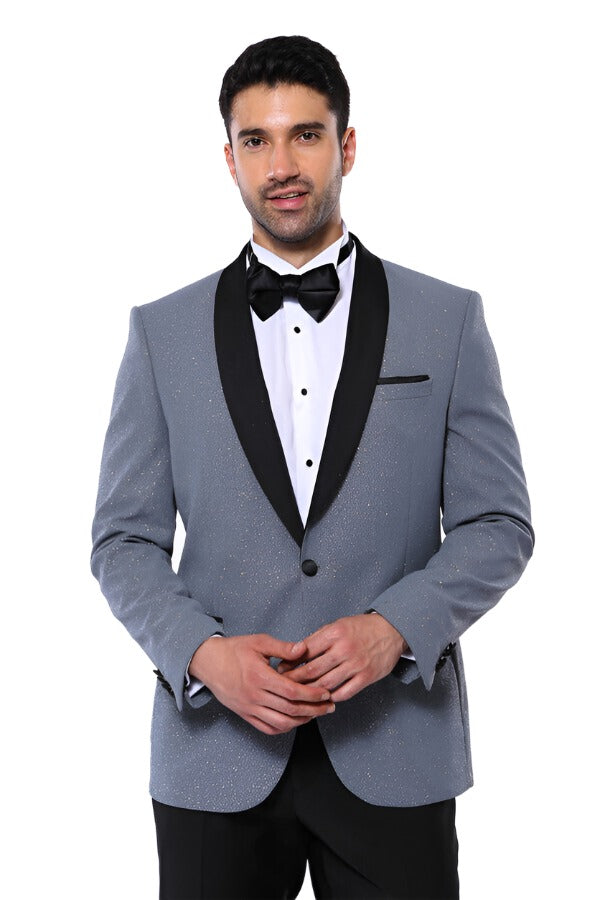 KOALA SYDNEY Smoked Shawl Lapel Sparkly Anthracite Tuxedo Jacket -