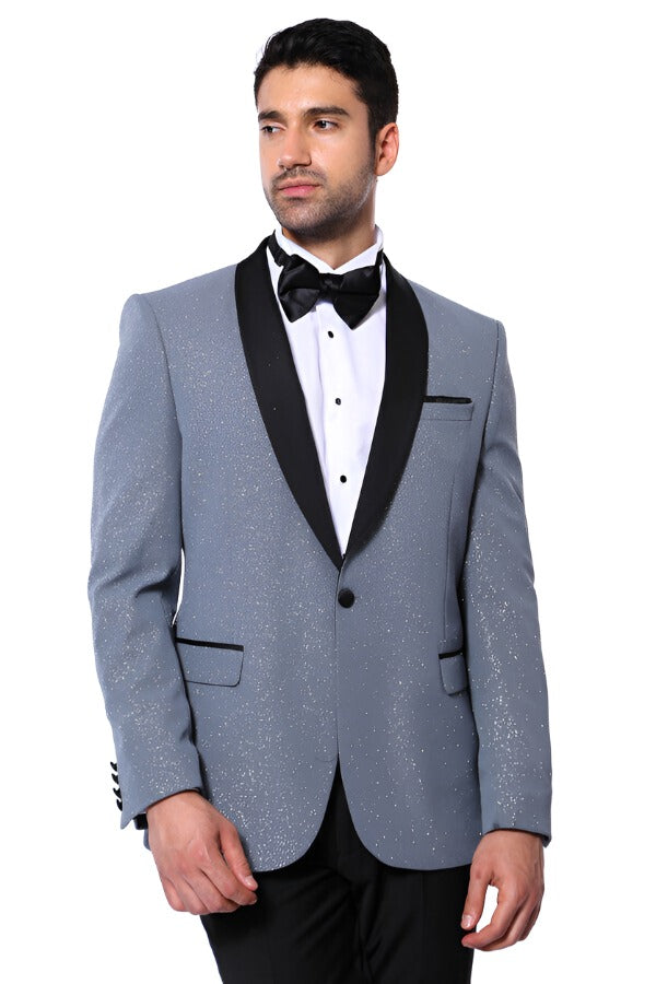 KOALA SYDNEY Smoked Shawl Lapel Sparkly Anthracite Tuxedo Jacket -
