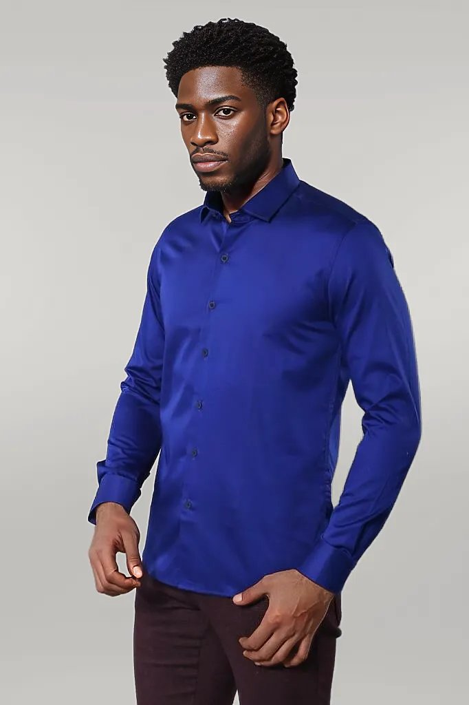 Blue Satin Shirt -