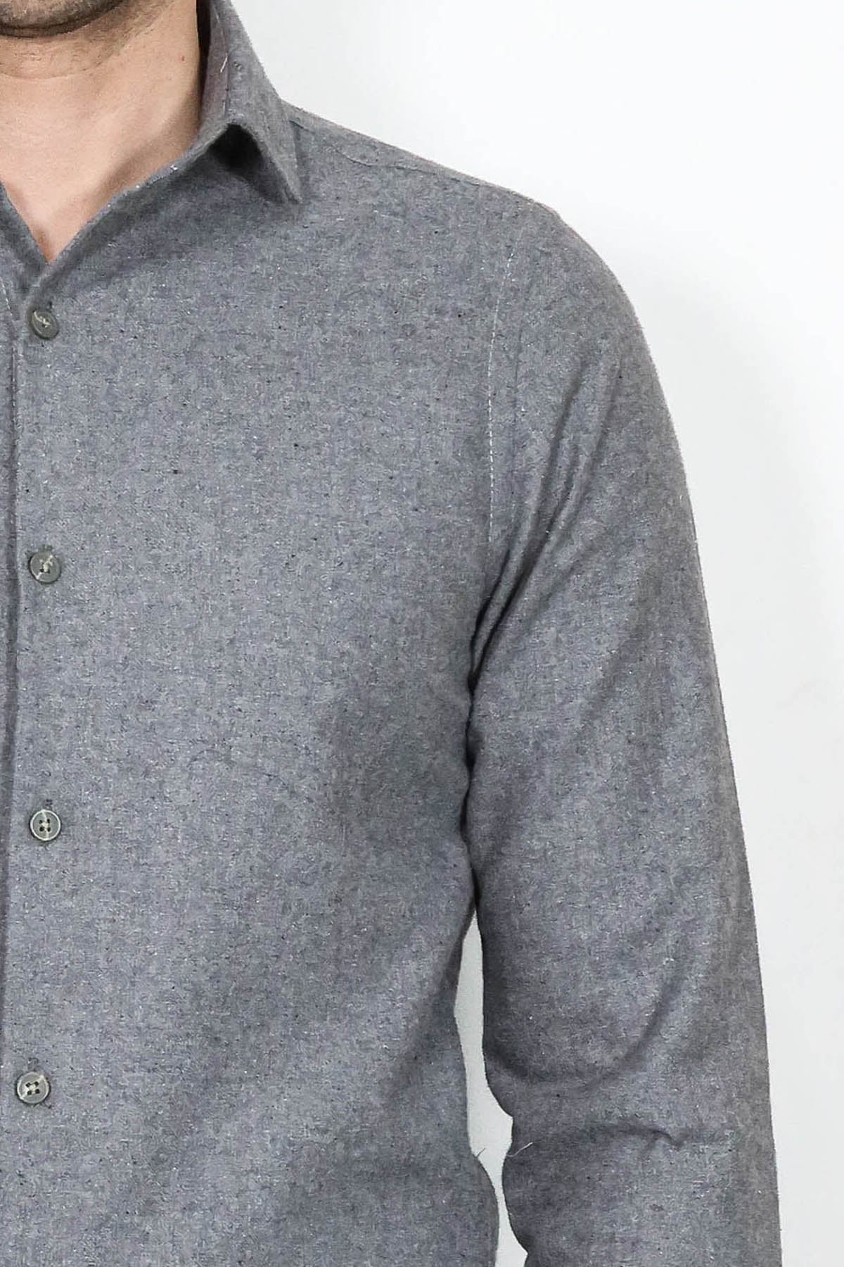 Plain Slim Fit Grey Men Lumberjack Men Shirt