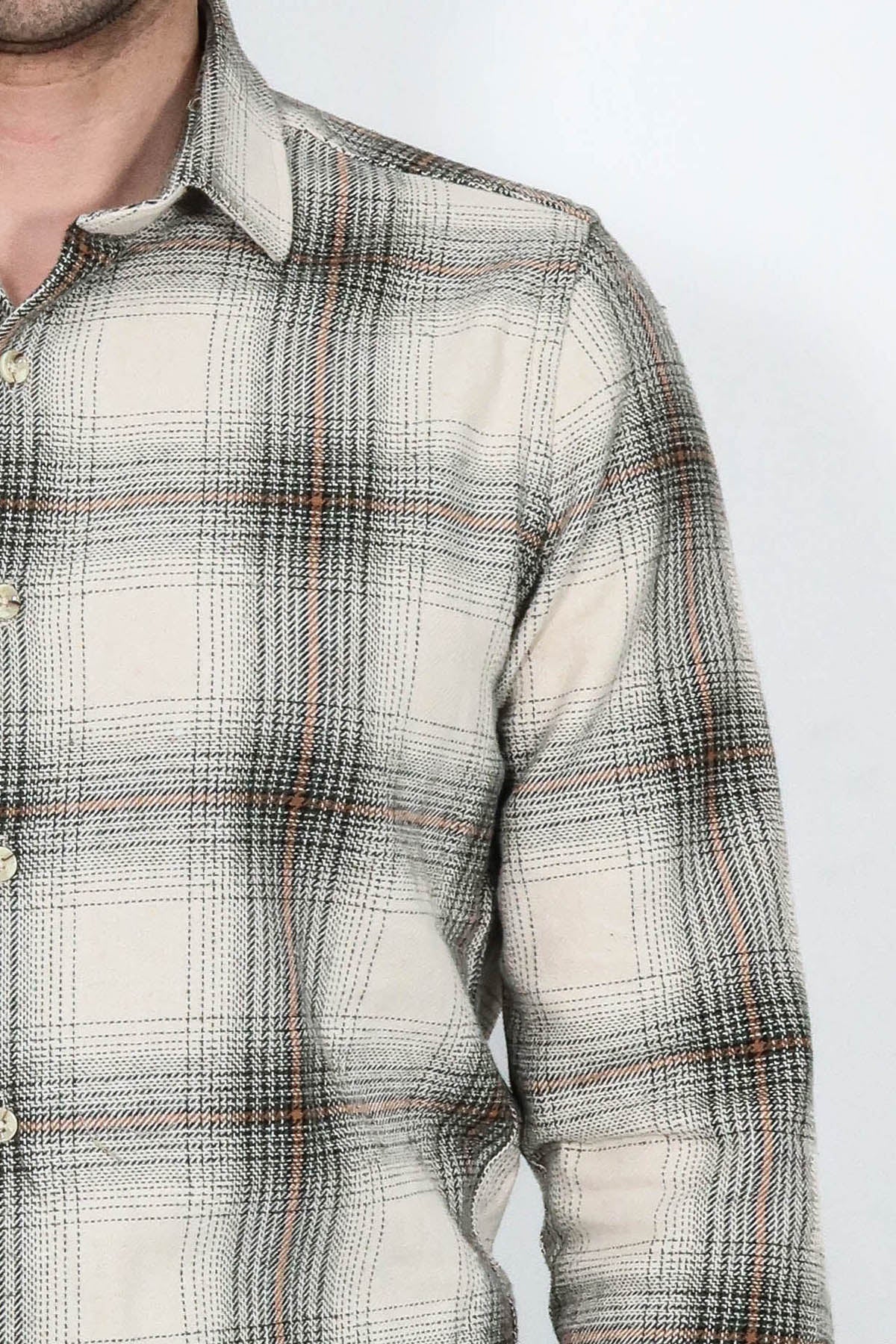 Checked Beige Men Lumberjack Shirt
