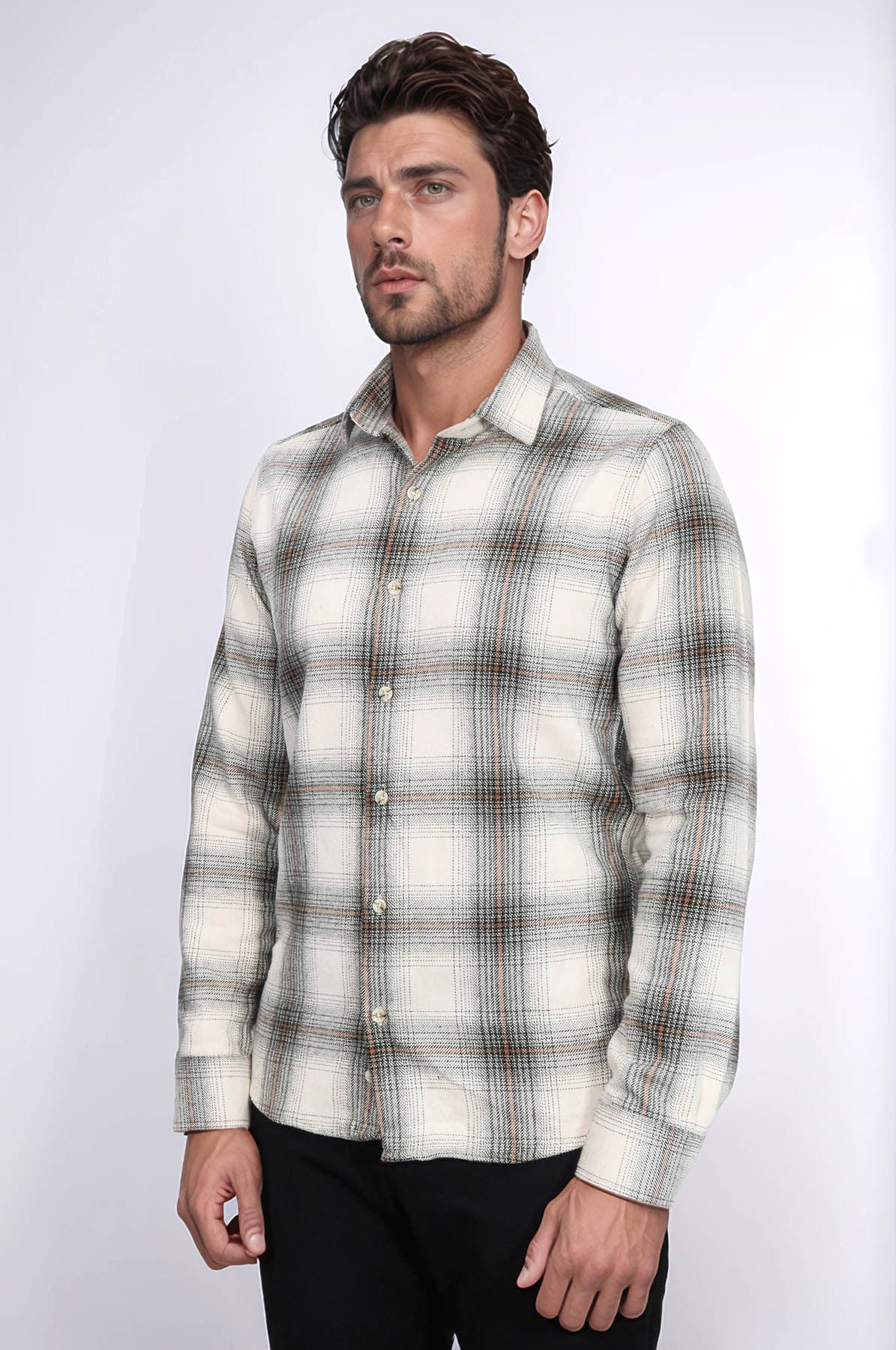 Checked Beige Men Lumberjack Shirt