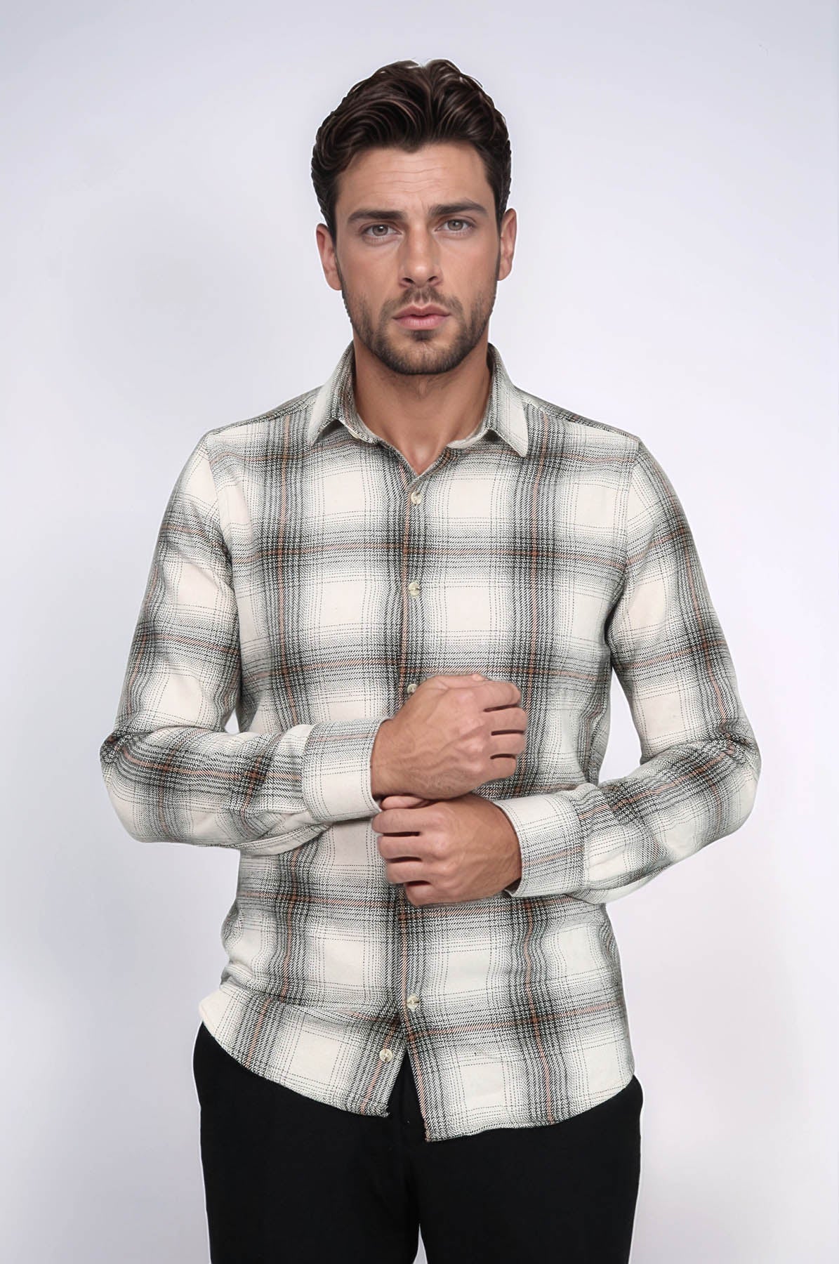 Checked Beige Men Lumberjack Shirt