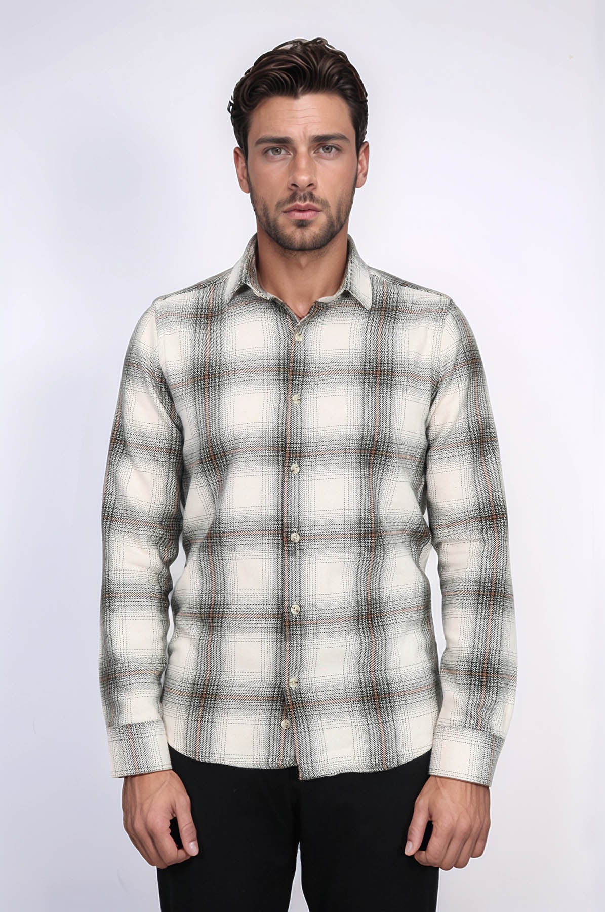 Checked Beige Men Lumberjack Shirt