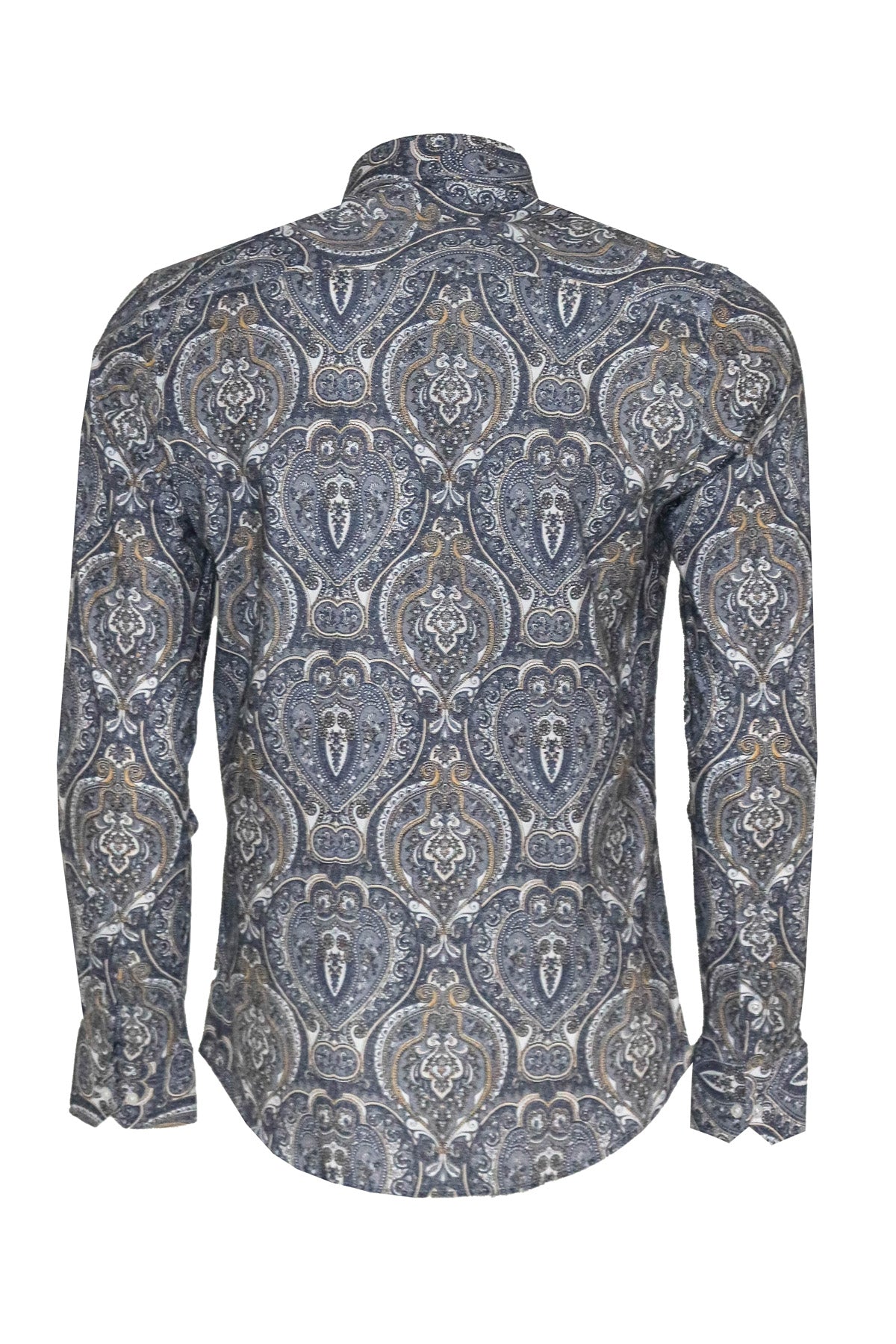 KOALA SYDNEY Damask Pattern Blue Slim Fit Shirt -
