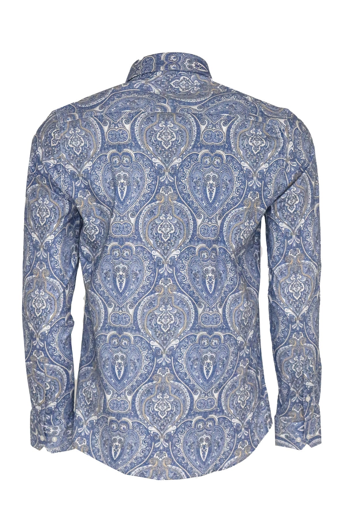 KOALA SYDNEY Blue Damask Pattern Slim Fit Shirt -