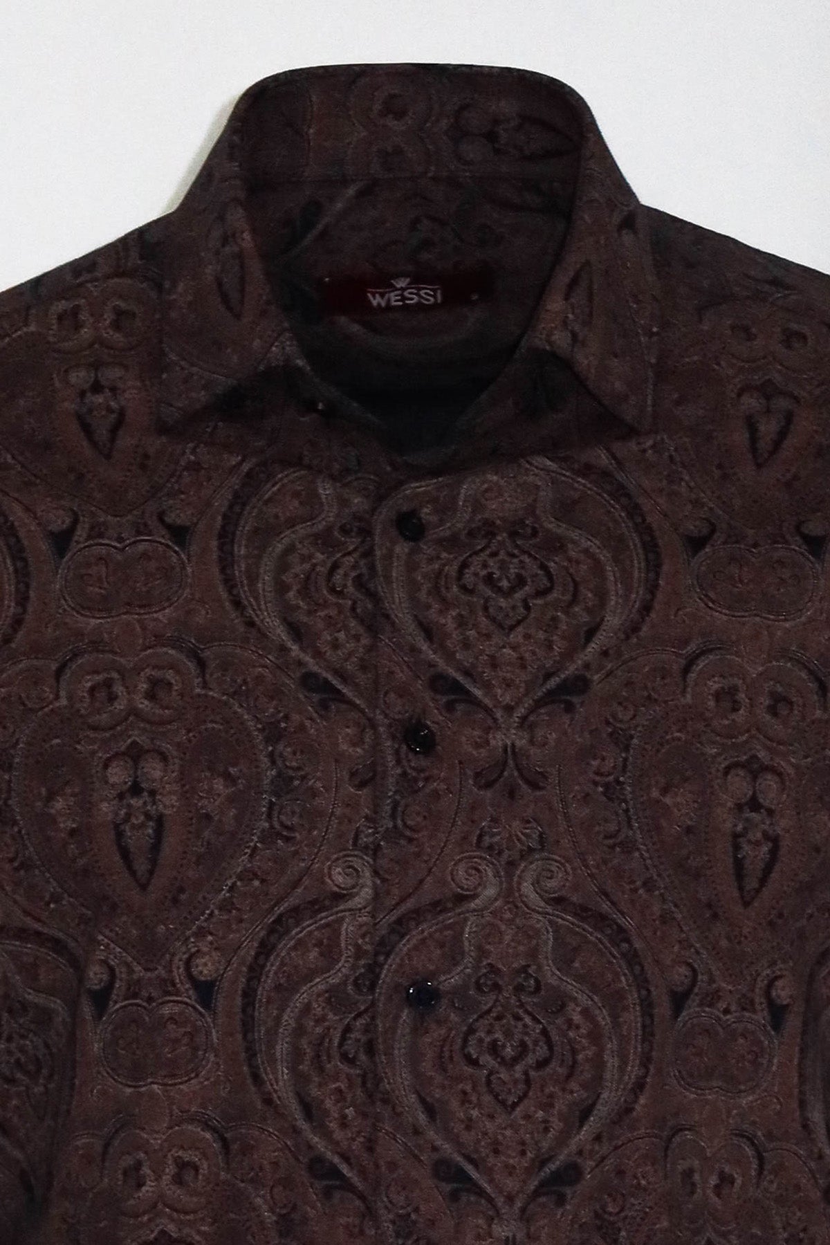 KOALA SYDNEY Brown Patterned Slim Fit Men's Shirt -
