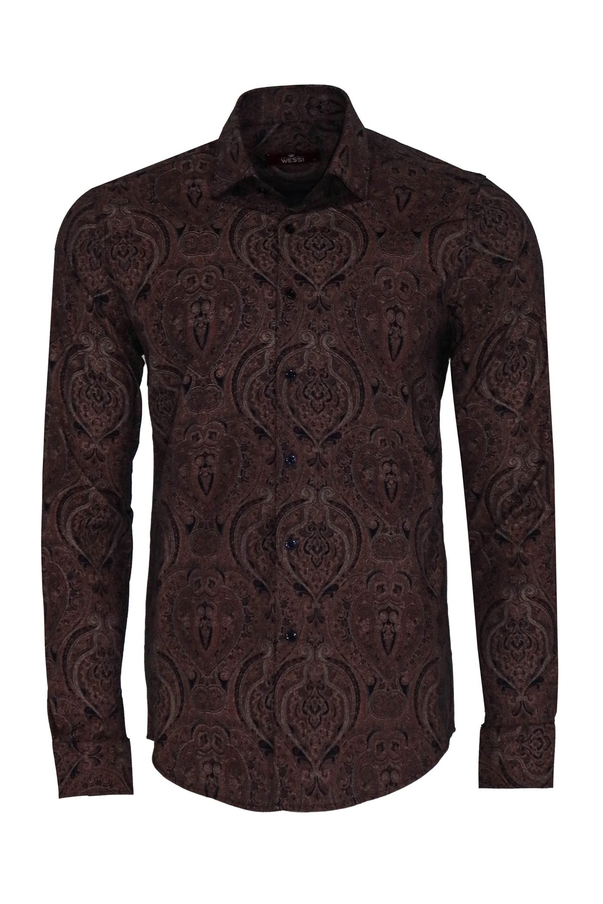 KOALA SYDNEY Brown Patterned Slim Fit Men's Shirt -