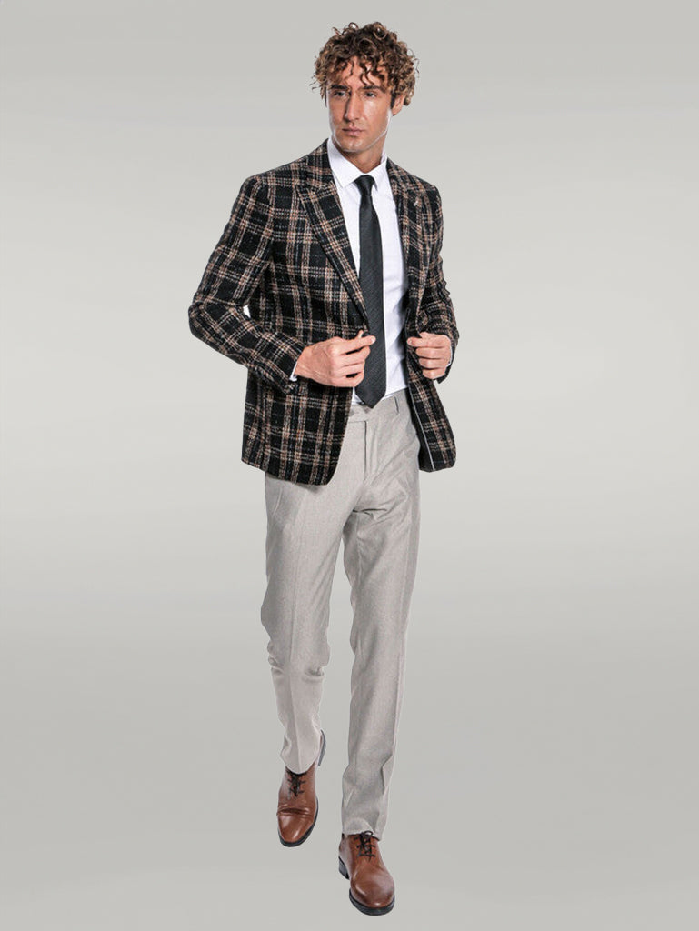 Plaid Slim Fit Black Men Blazer