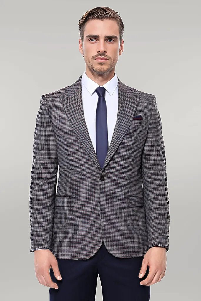 KOALA SYDNEY Gingham Slim Fit Brown Men Blazer -