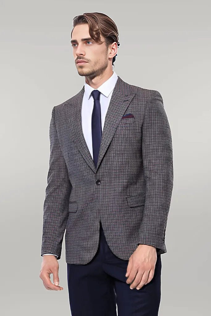 KOALA SYDNEY Gingham Slim Fit Brown Men Blazer -