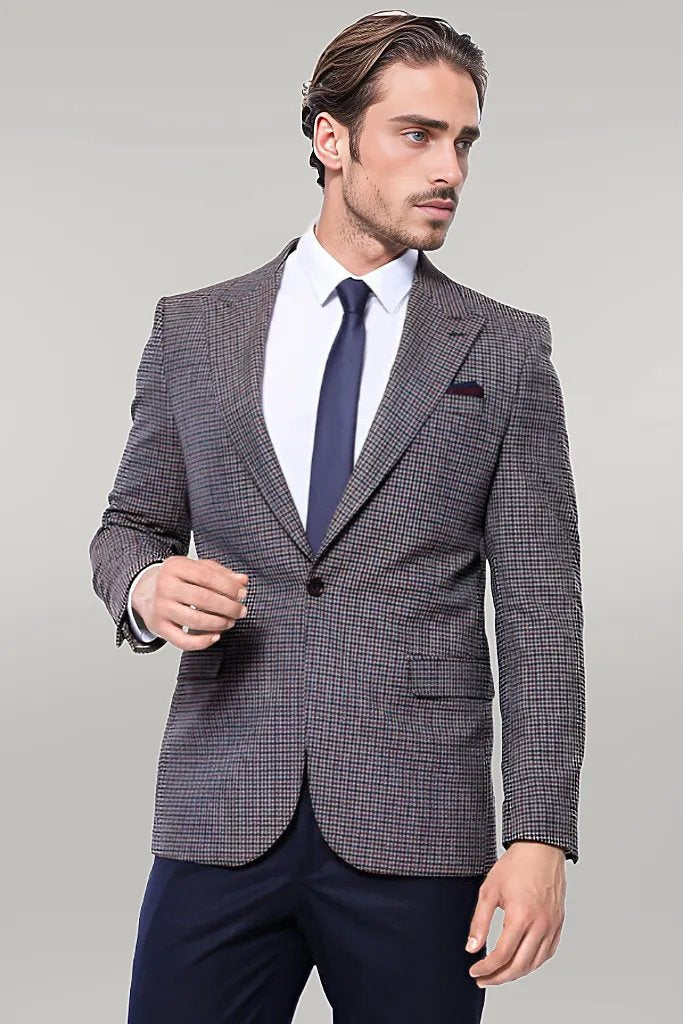 KOALA SYDNEY Gingham Slim Fit Brown Men Blazer -