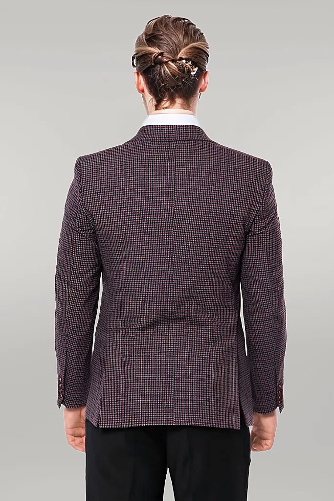KOALA SYDNEY Gingham Slim Fit Single Button Black Men Blazer -