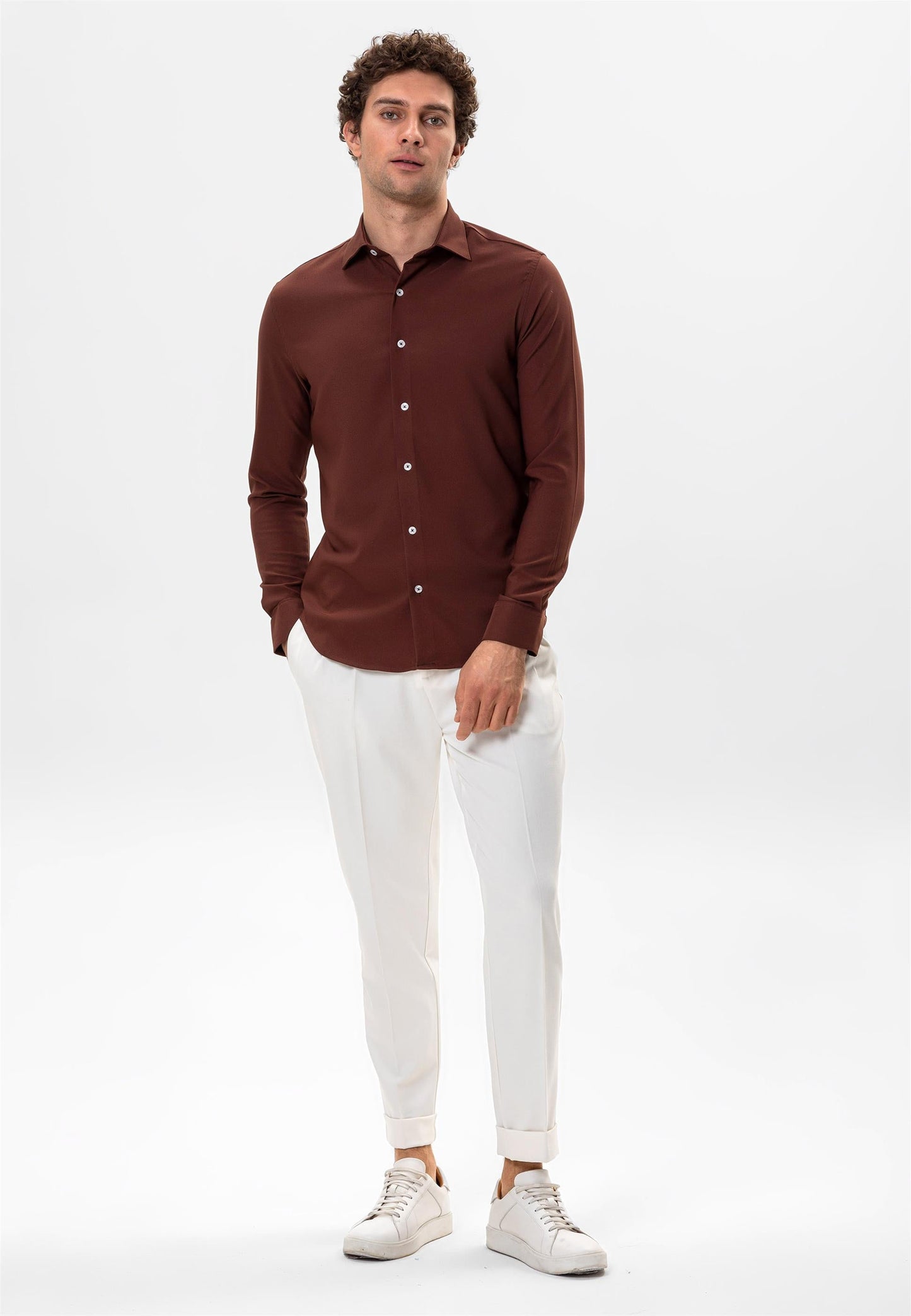 Men's Brown Slim Fit Shirt