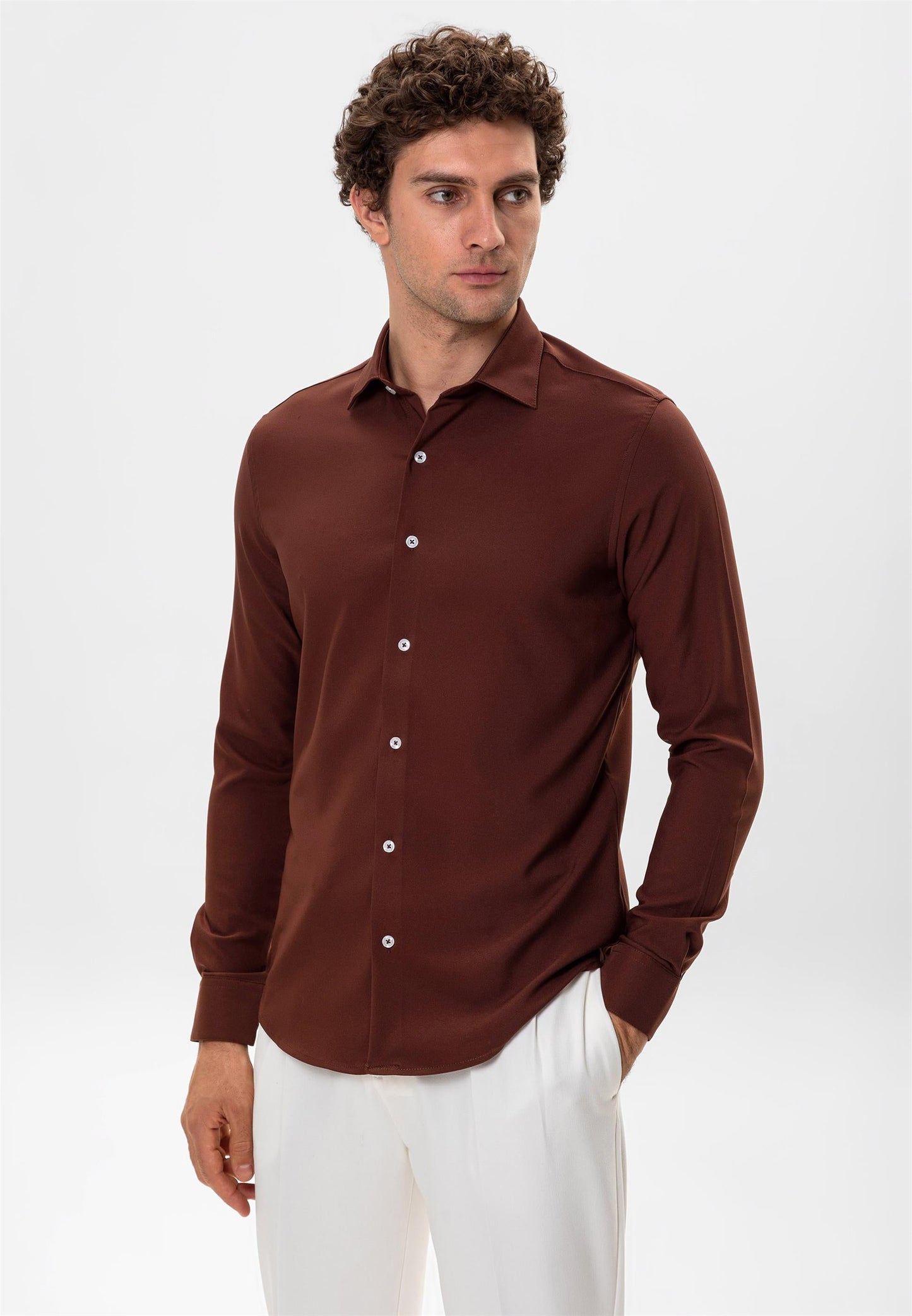 Men's Brown Slim Fit Shirt