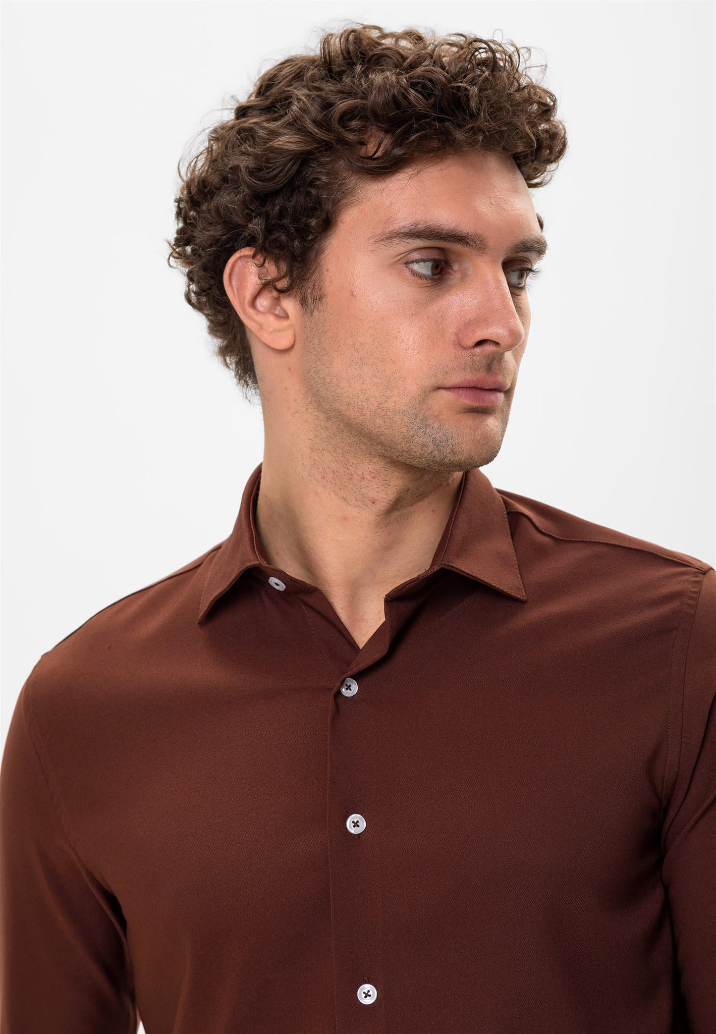Men's Brown Slim Fit Shirt