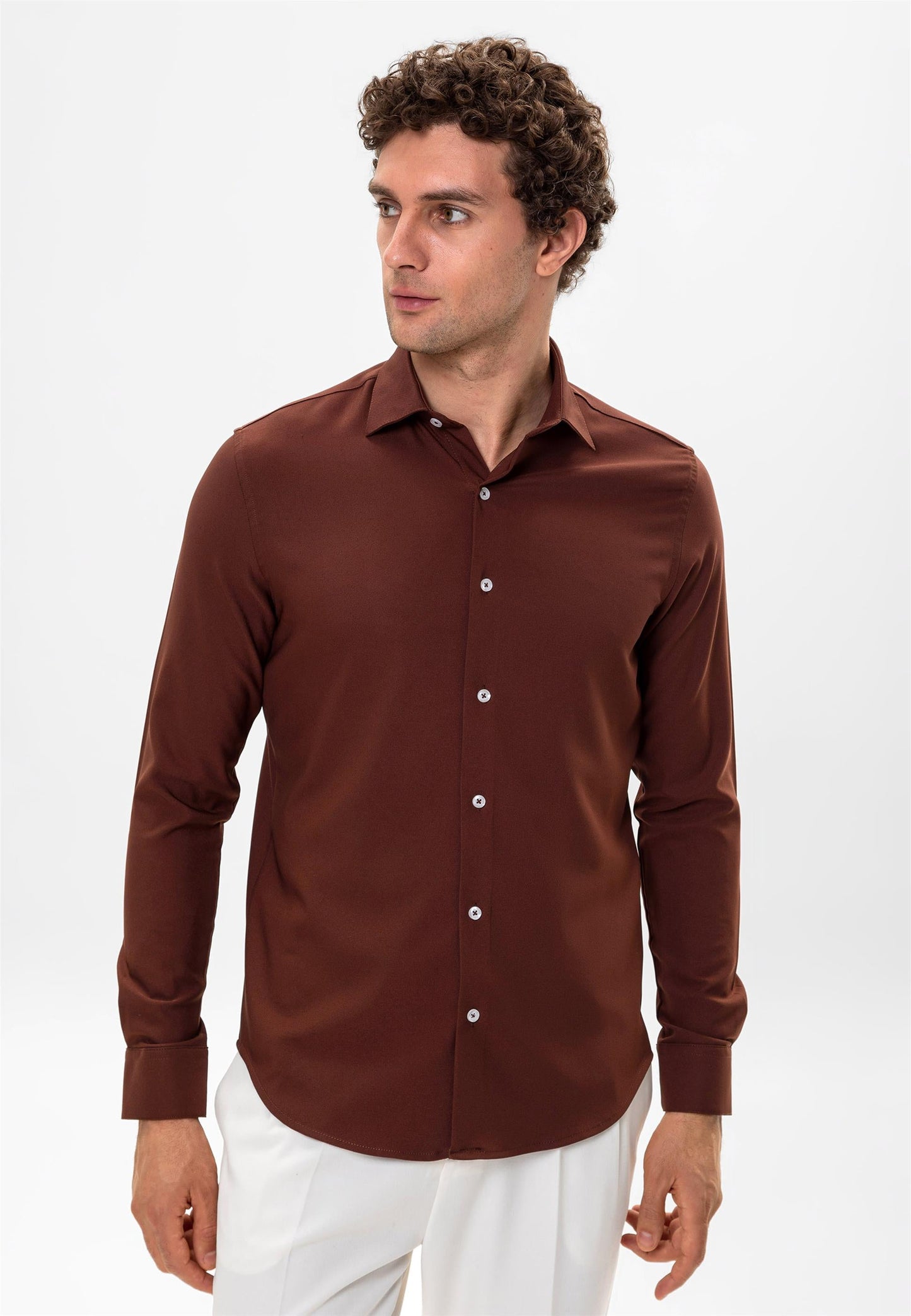 Men's Brown Slim Fit Shirt