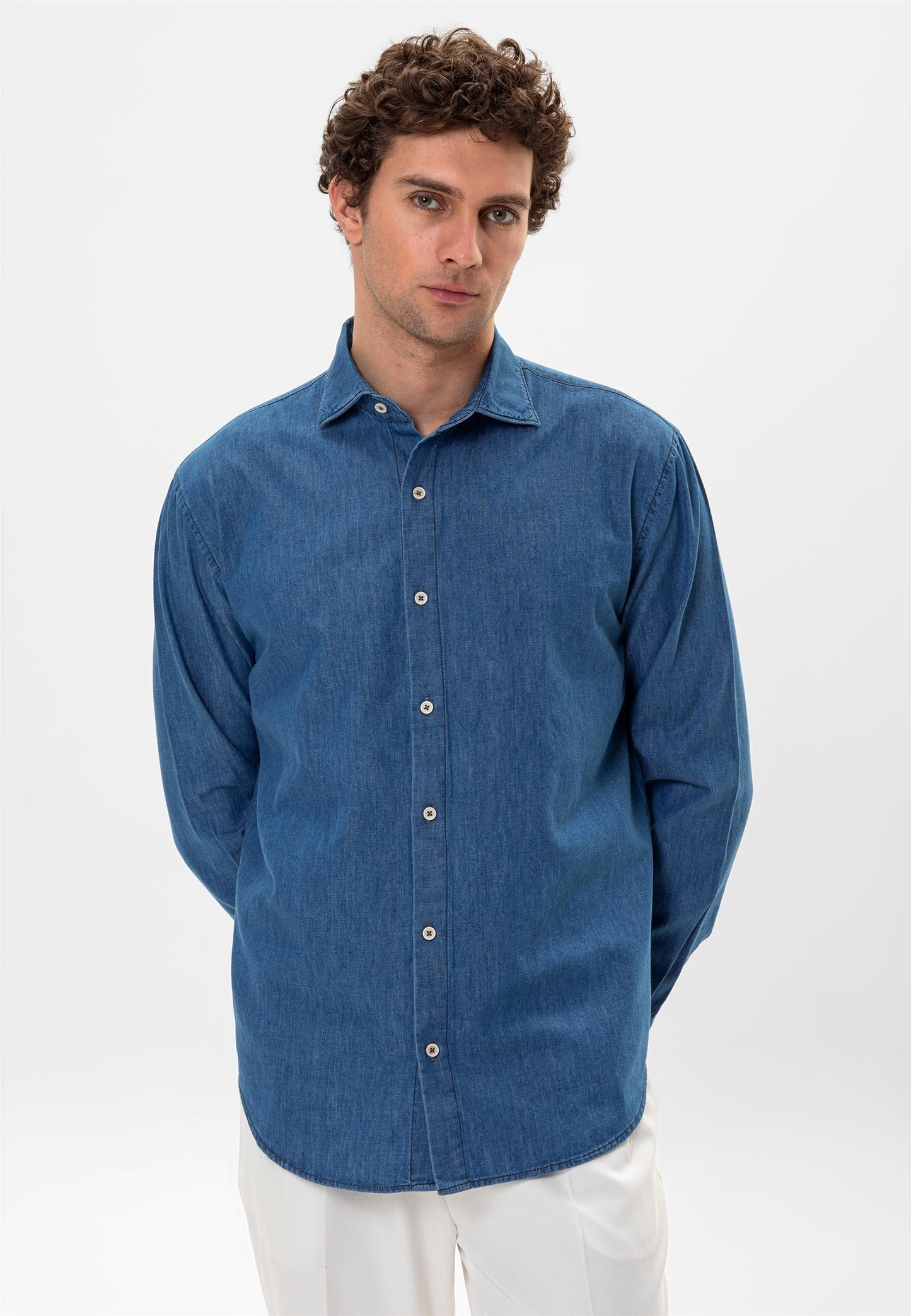 Men's Blue Regular Fit Denim Shirt