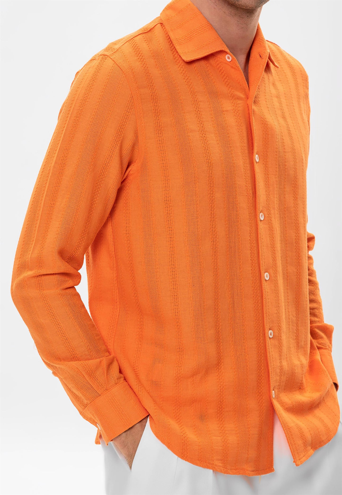 KOALA SYDNEY Men's Orange Knitted Patterned Shirt
