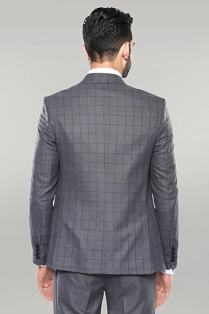 Grey Vested Checked Suit
