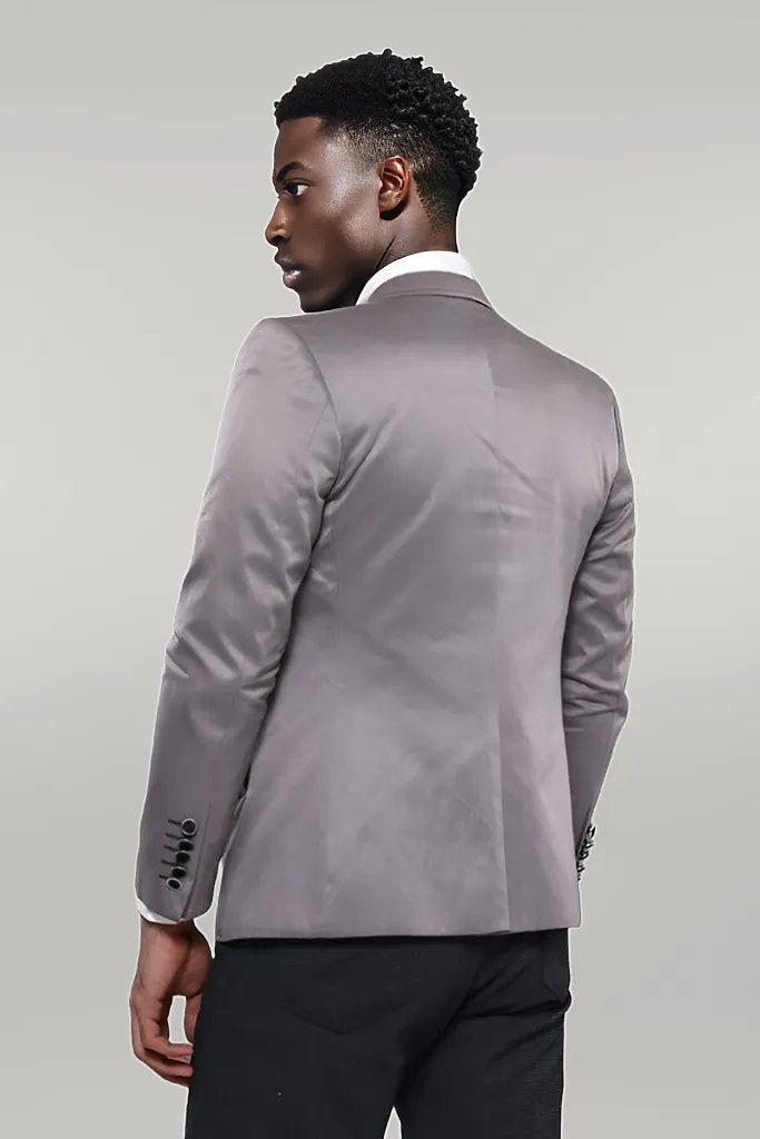 Grey Blazer With Patch Pockets