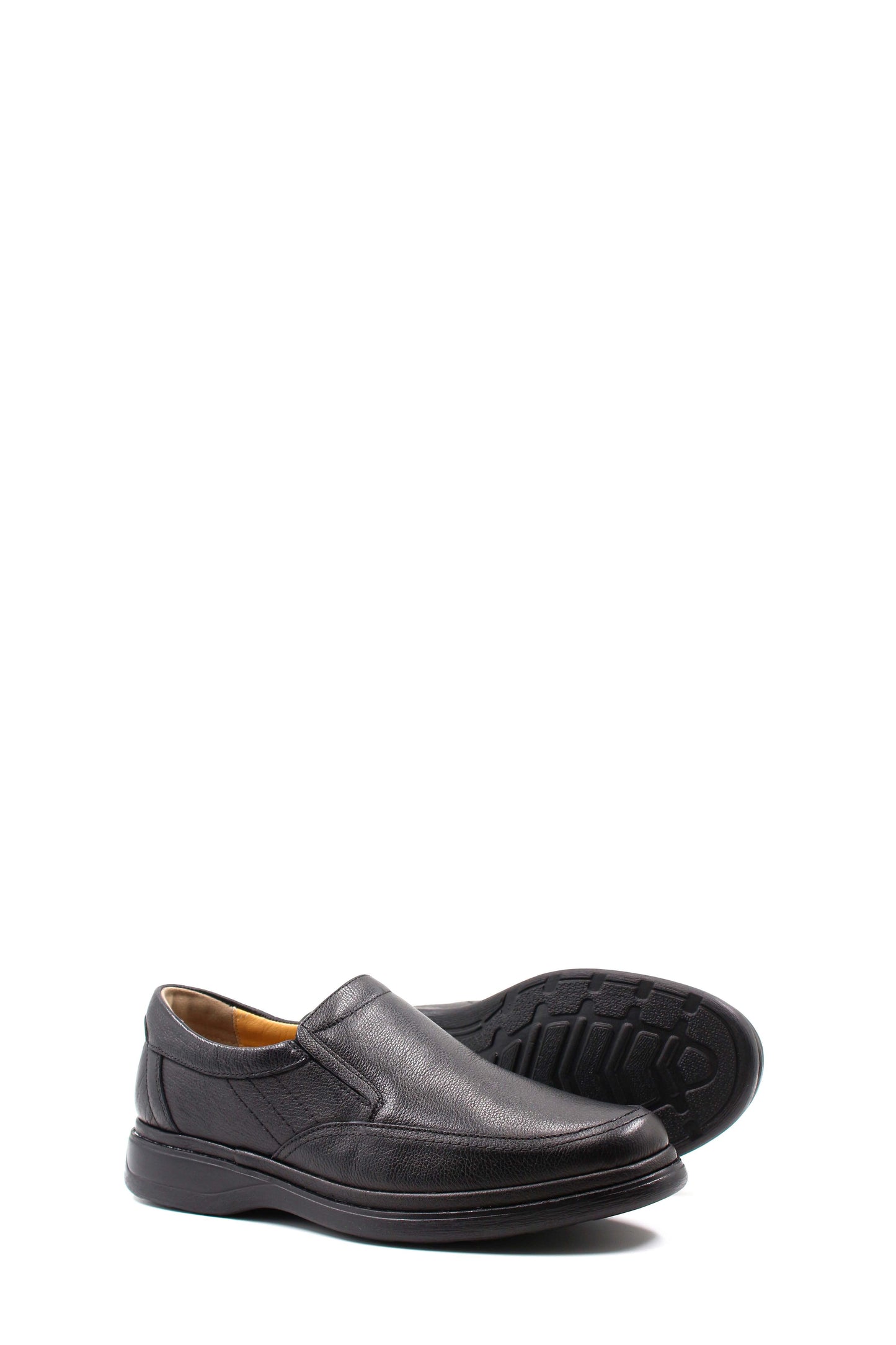KOALA SYDNEY Men's Black Textured Leather Slip-On Loafers with Cushioned Sole