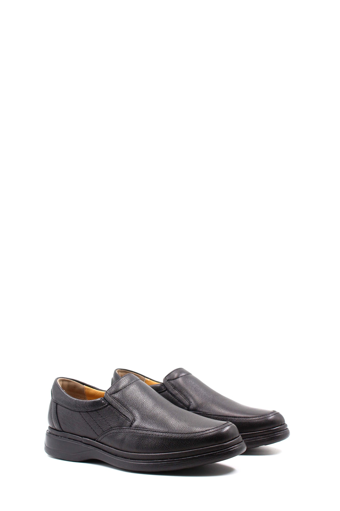 KOALA SYDNEY Men's Black Textured Leather Slip-On Loafers with Cushioned Sole