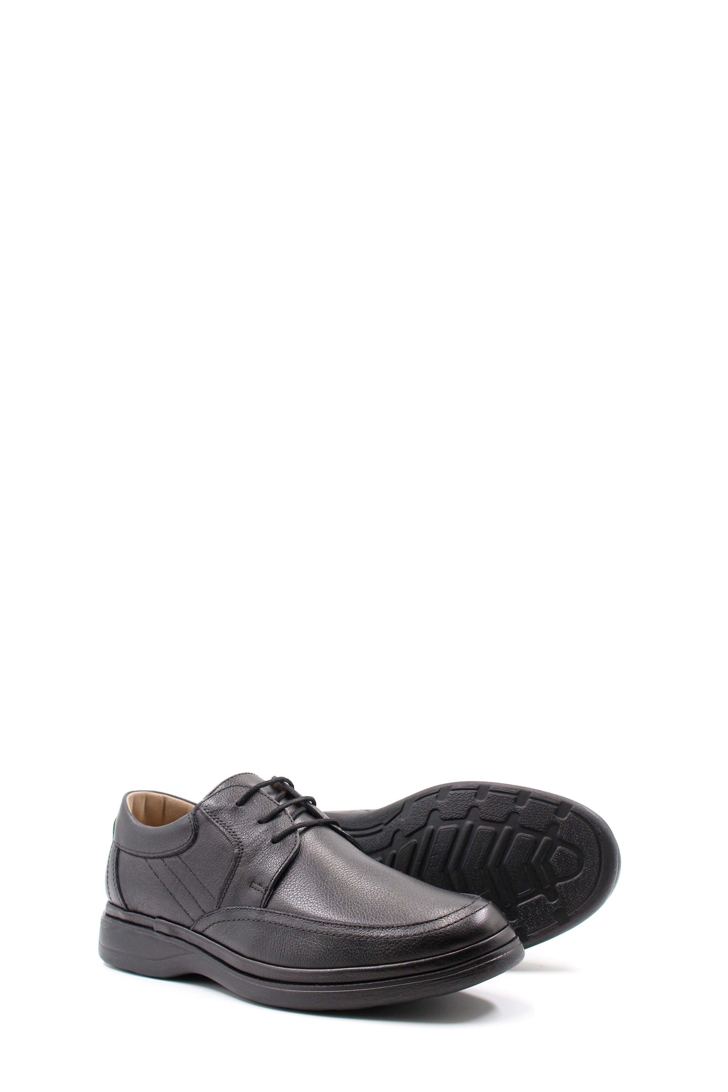KOALA SYDNEY Men's Black Textured Leather Lace-Up Derby Shoes with Cushioned Sole -