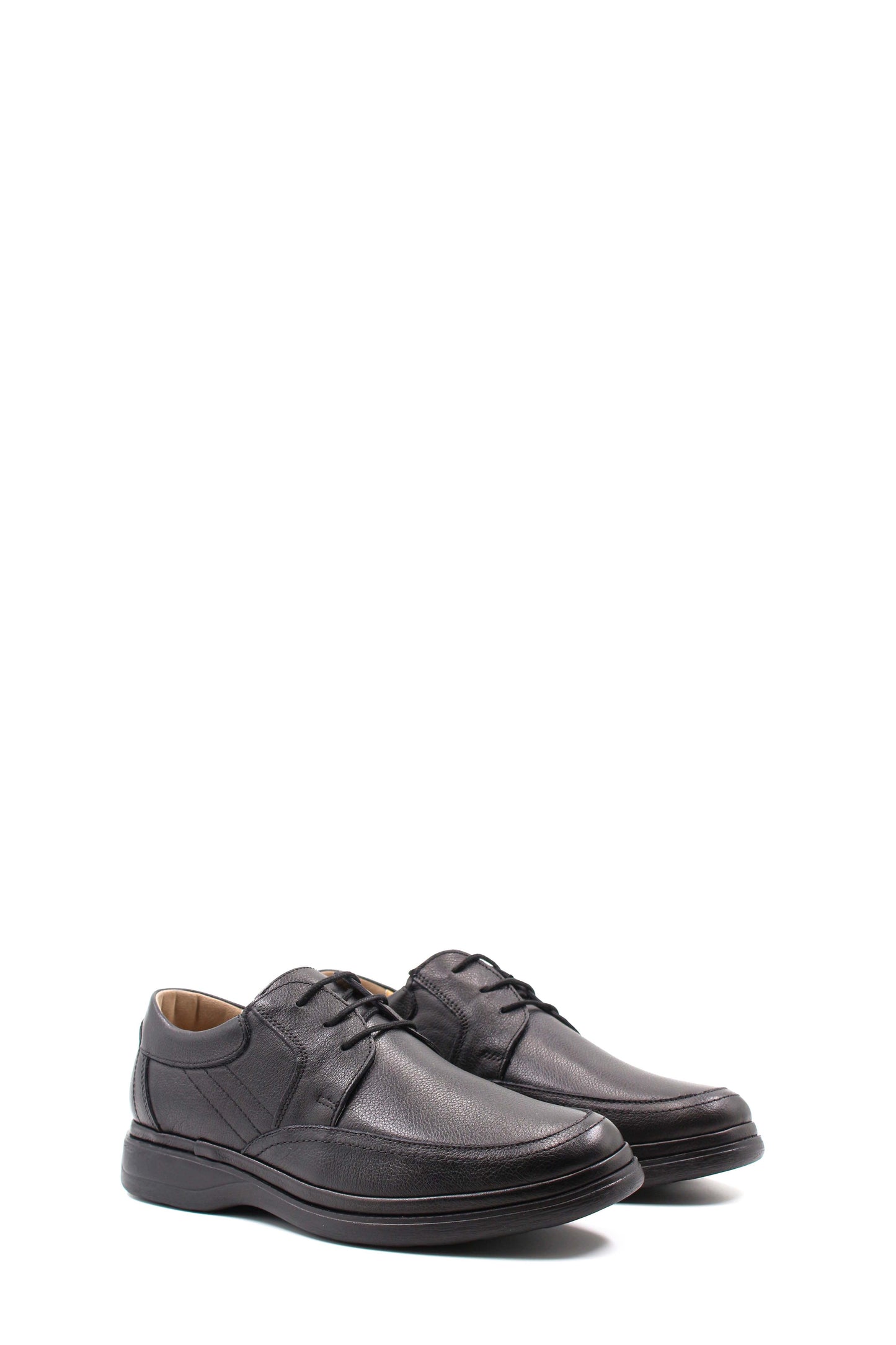 KOALA SYDNEY Men's Black Textured Leather Lace-Up Derby Shoes with Cushioned Sole -