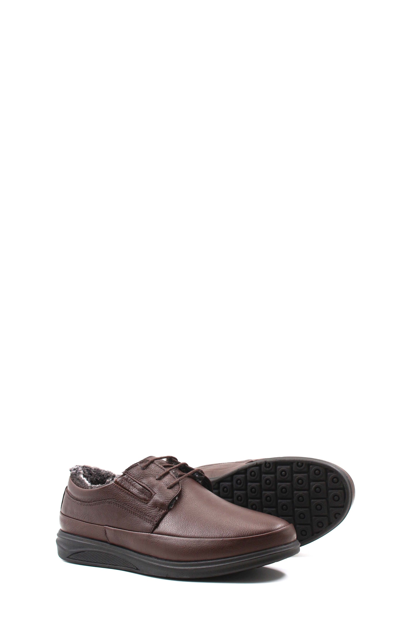 KOALA SYDNEY Men's Brown Leather Fleece-Lined Casual Shoes