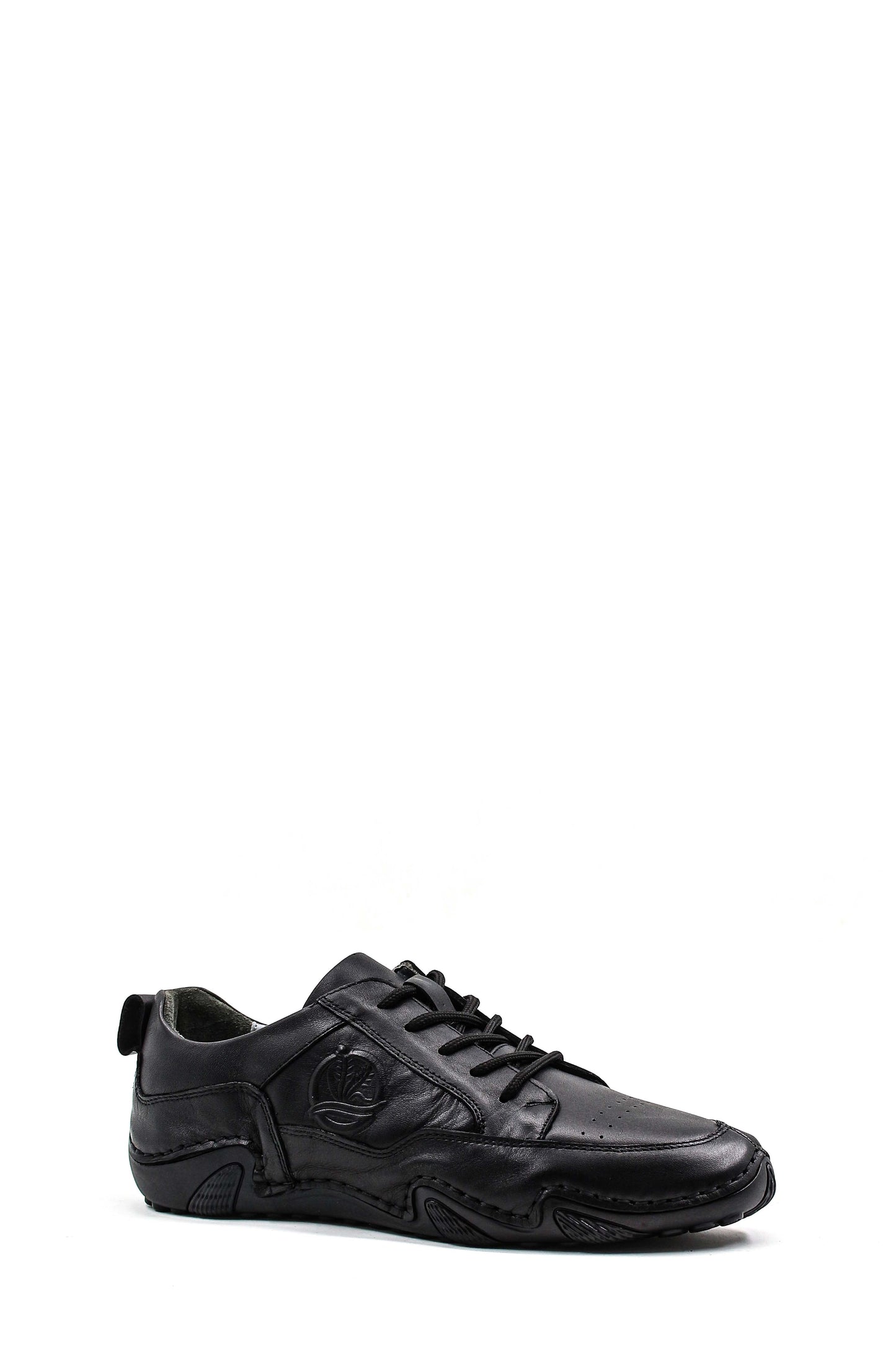 KOALA SYDNEY Men's Black Leather Casual Shoes with Embossed Detail