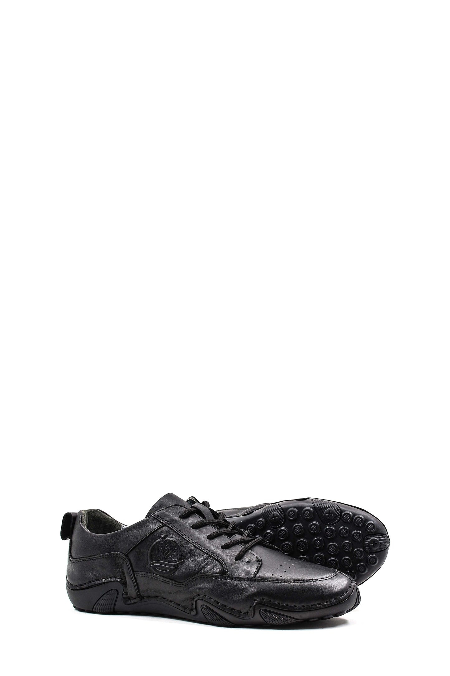 KOALA SYDNEY Men's Black Leather Casual Shoes with Embossed Detail