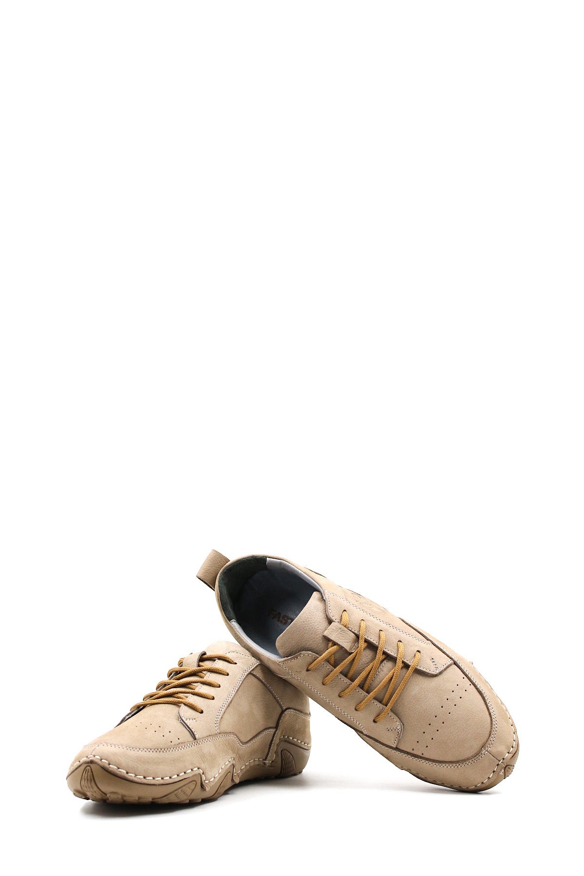 KOALA SYDNEY Men's Beige Leather Lace-Up Casual Shoes