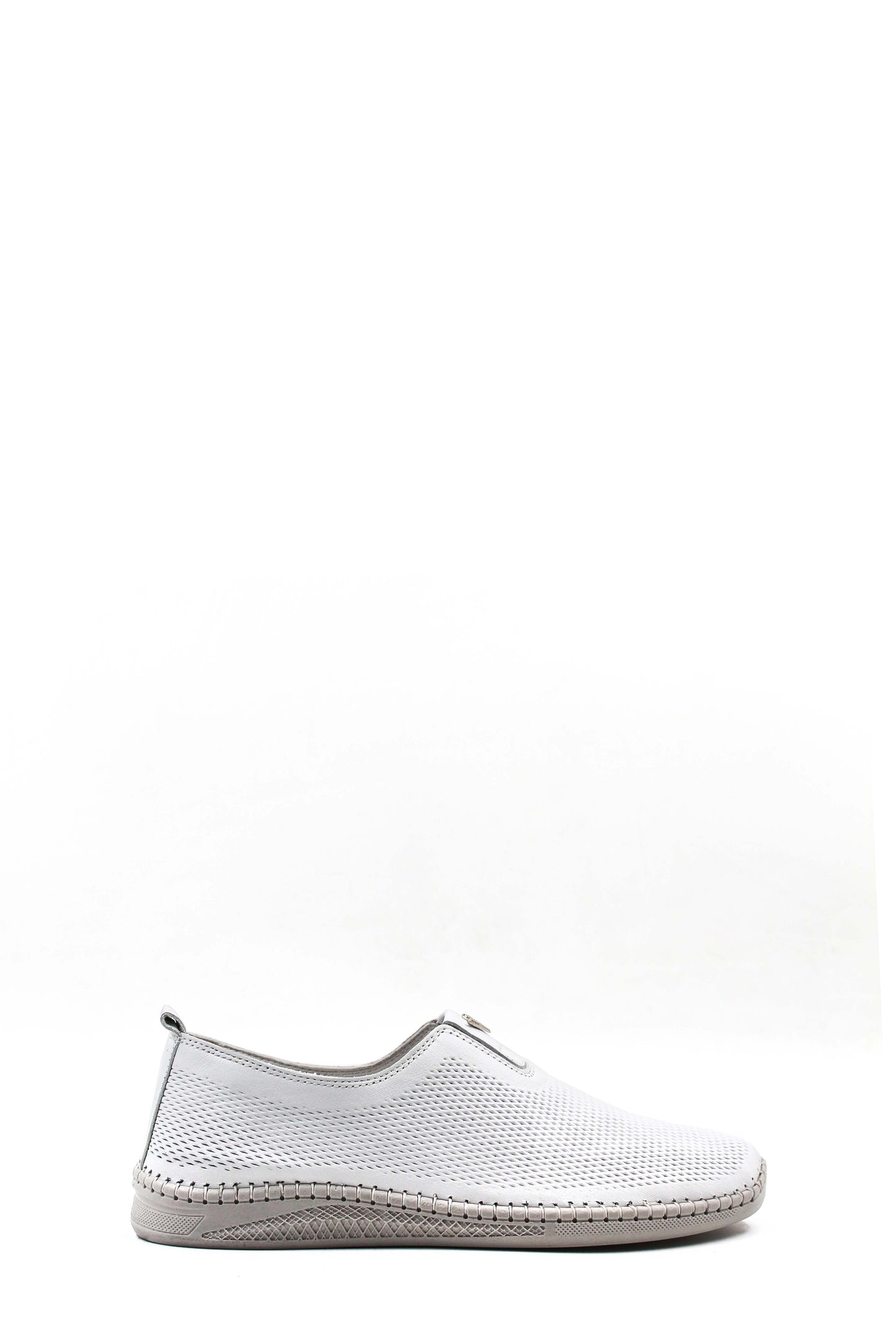 KOALA SYDNEY Men's White Mesh Slip-On Casual Shoes with Stitch Detailing