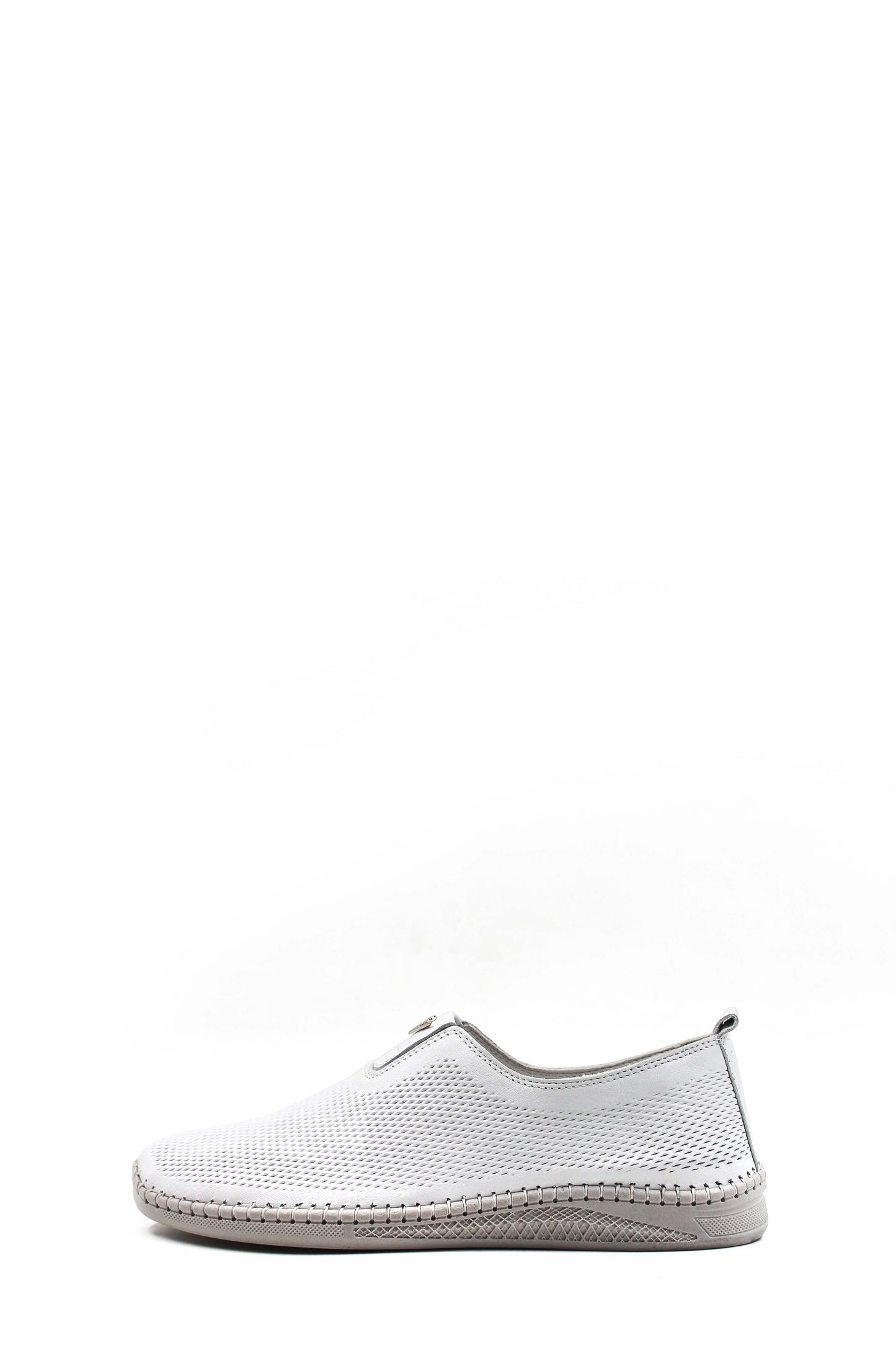 KOALA SYDNEY Men's White Mesh Slip-On Casual Shoes with Stitch Detailing