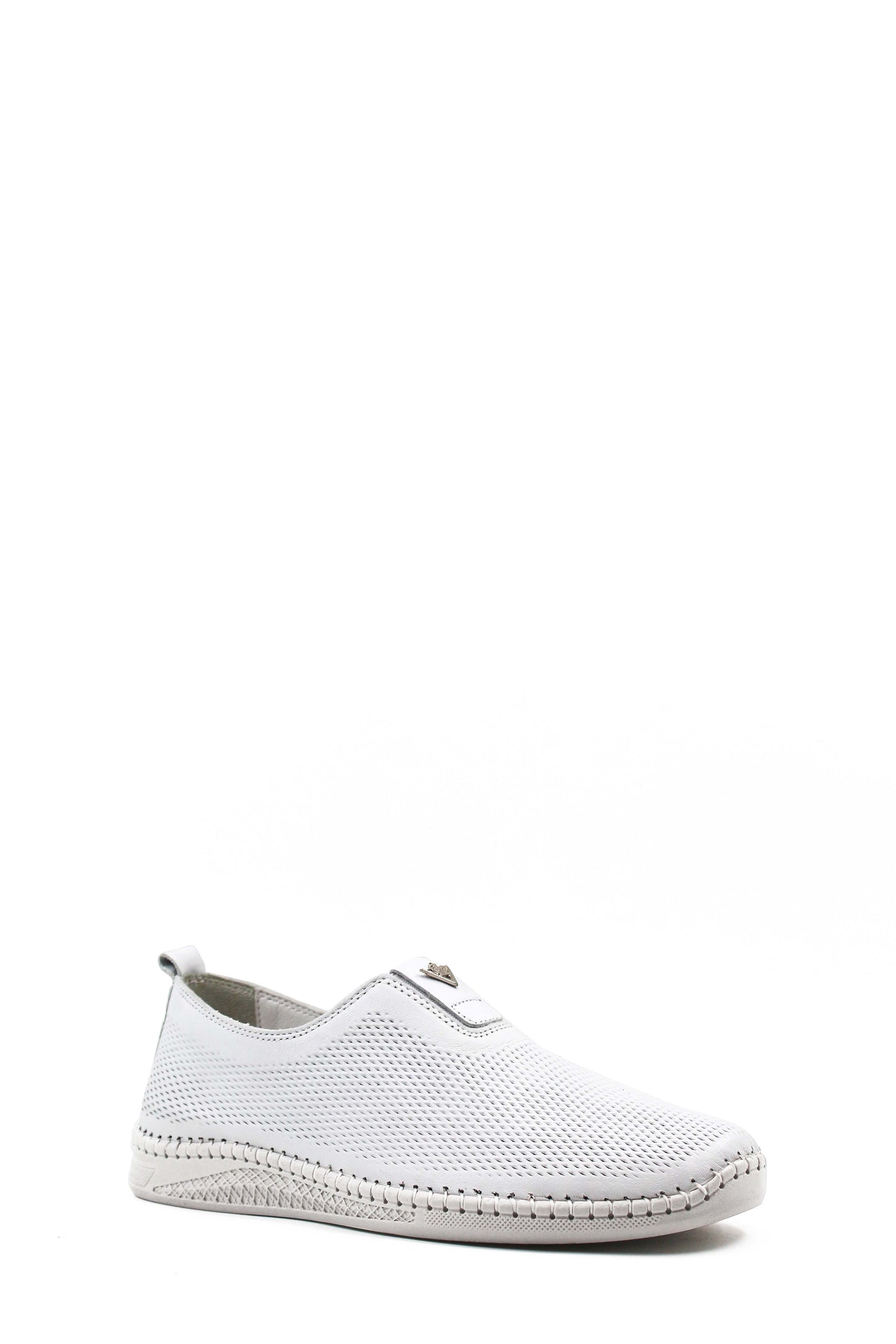 KOALA SYDNEY Men's White Mesh Slip-On Casual Shoes with Stitch Detailing