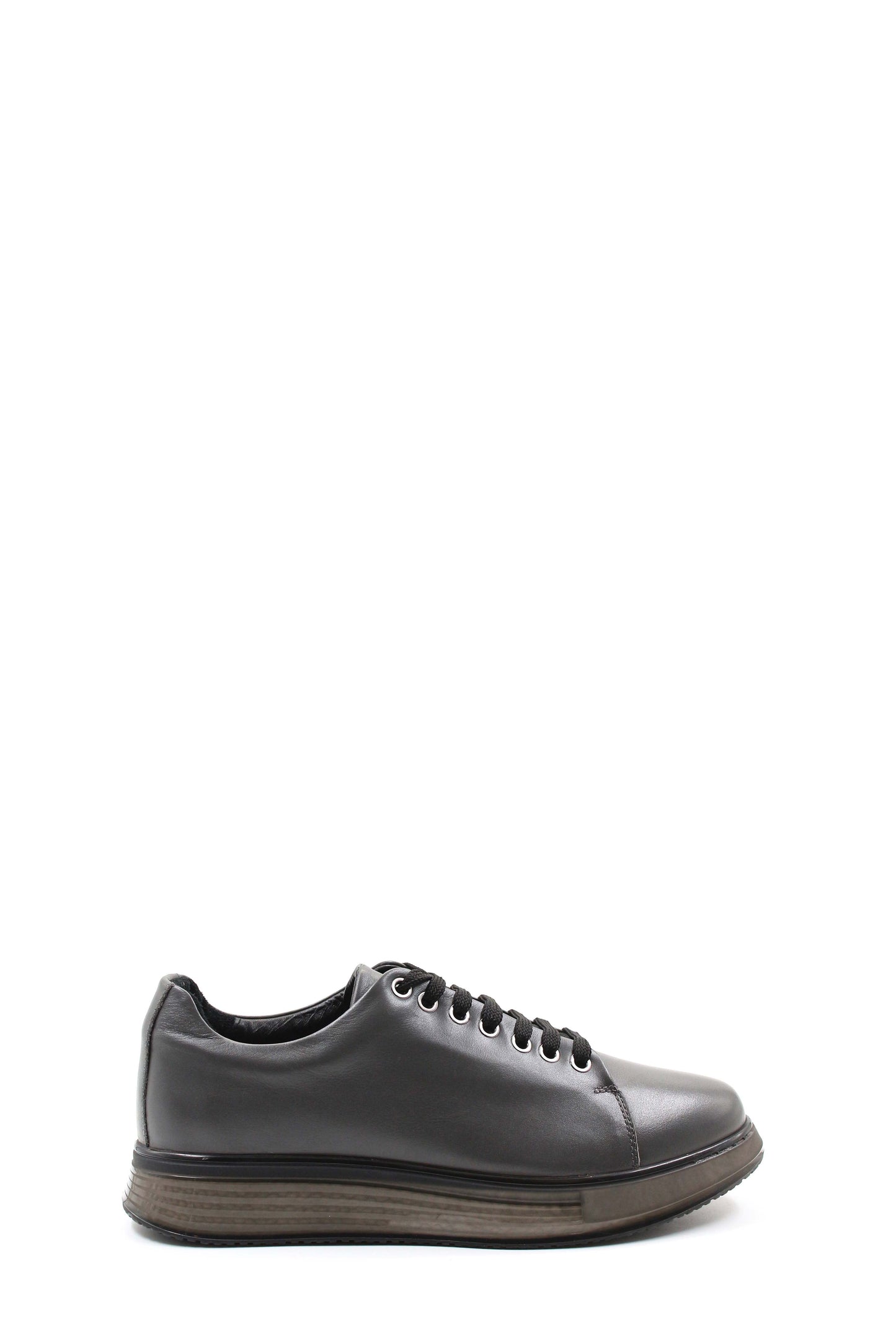 KOALA SYDNEY Men's Metallic Grey Leather Sneakers with Chunky Sole