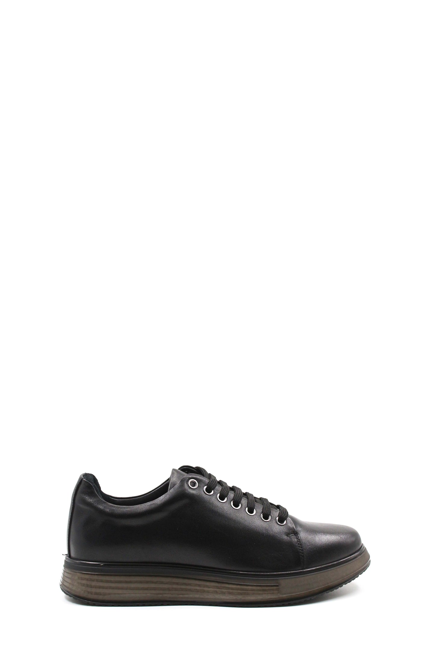 KOALA SYDNEY Men's Black Leather Sneakers with Chunky Sole and Stylish Lace-Up Design