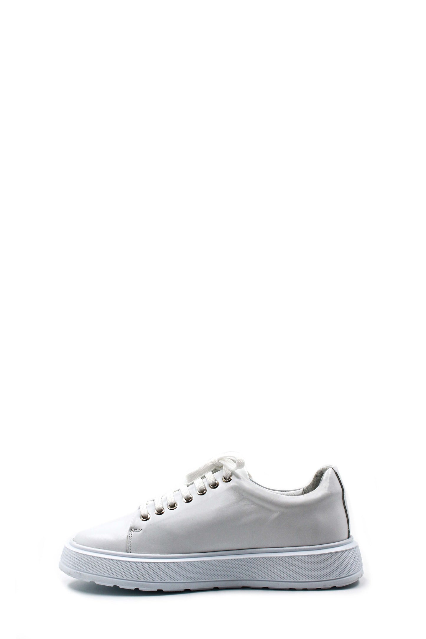 KOALA SYDNEY Men's White Leather Sneakers with Thick Sole and Metal Eyelets