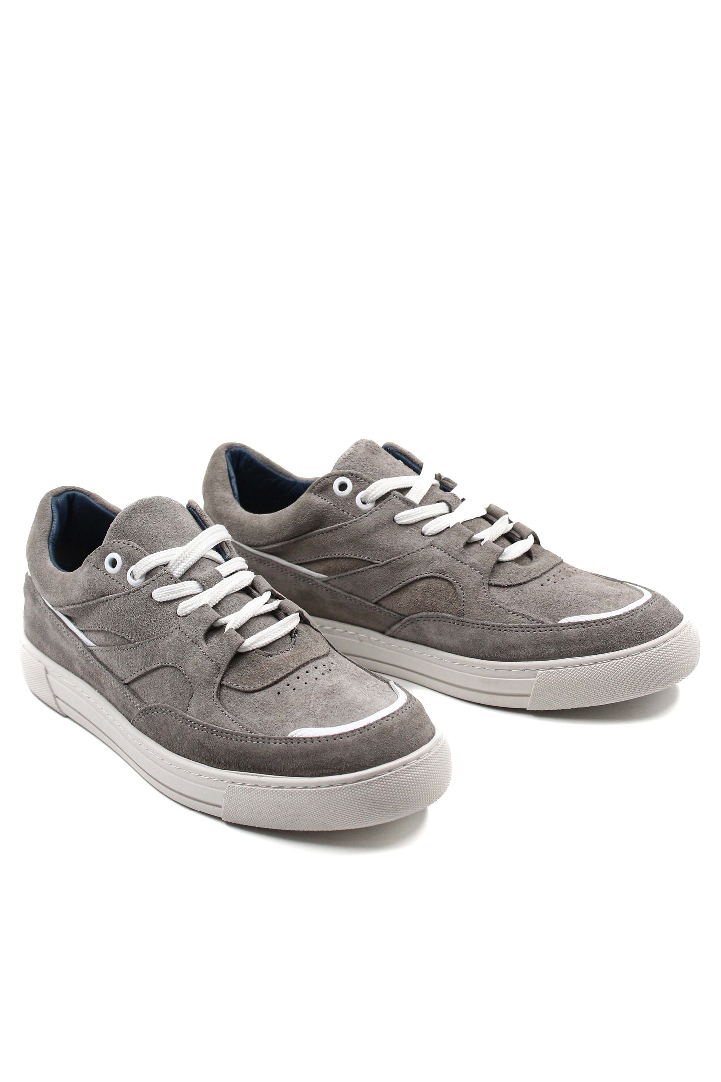 KOALA SYDNEY Men's Grey Suede Casual Sneakers with White Laces