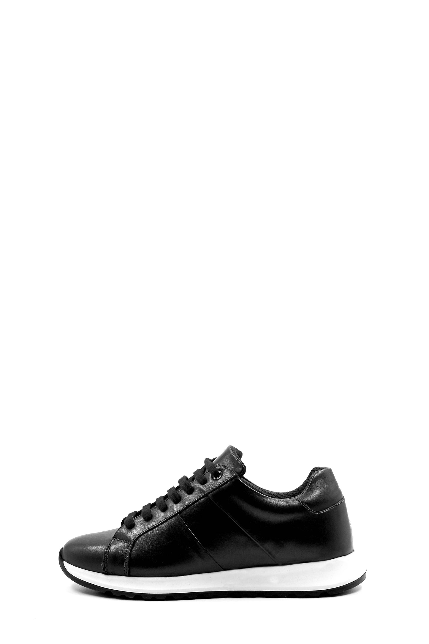 KOALA SYDNEY Men's Black Leather Sneakers with White Contrast Sole