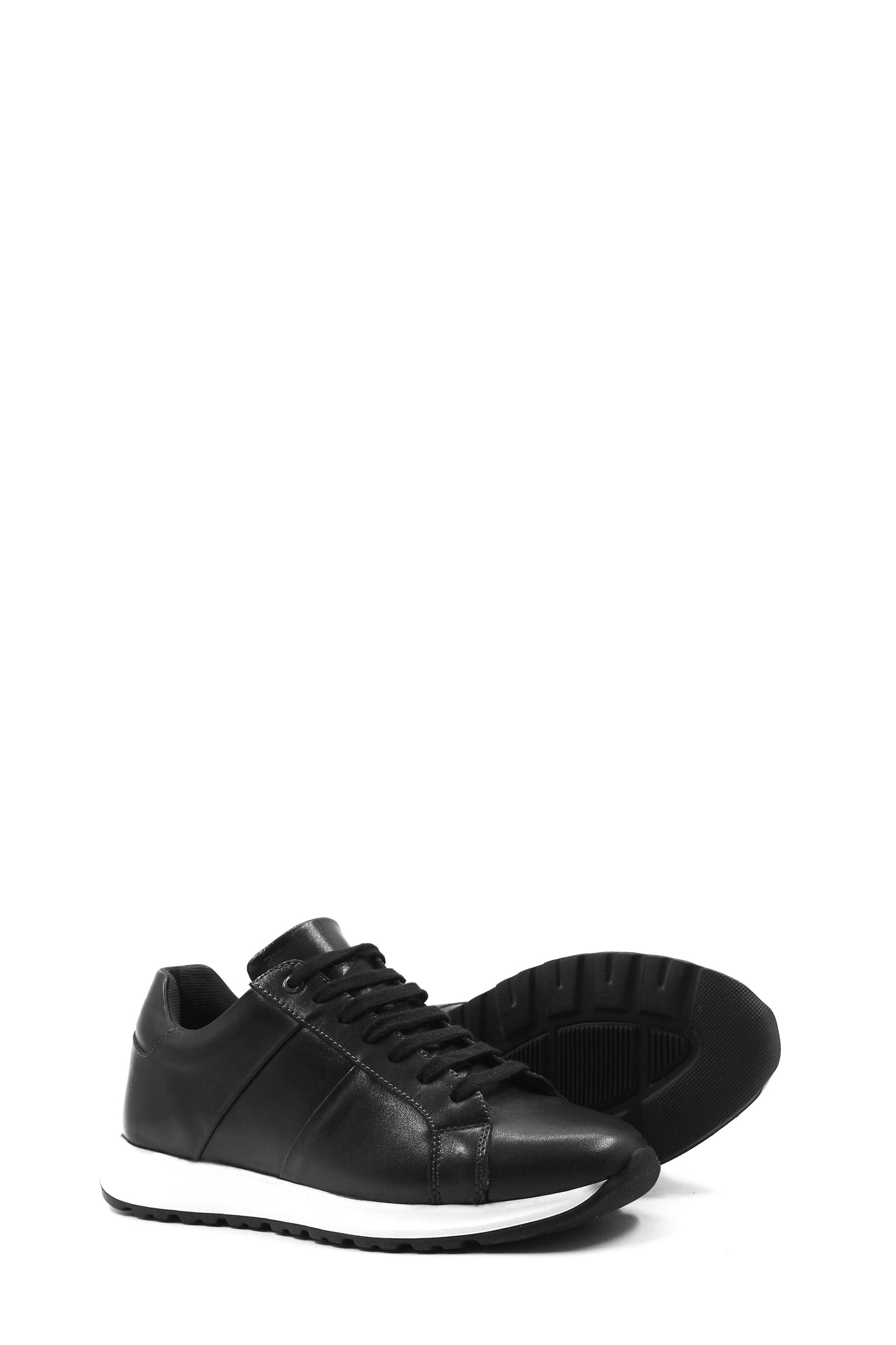 KOALA SYDNEY Men's Black Leather Sneakers with White Contrast Sole