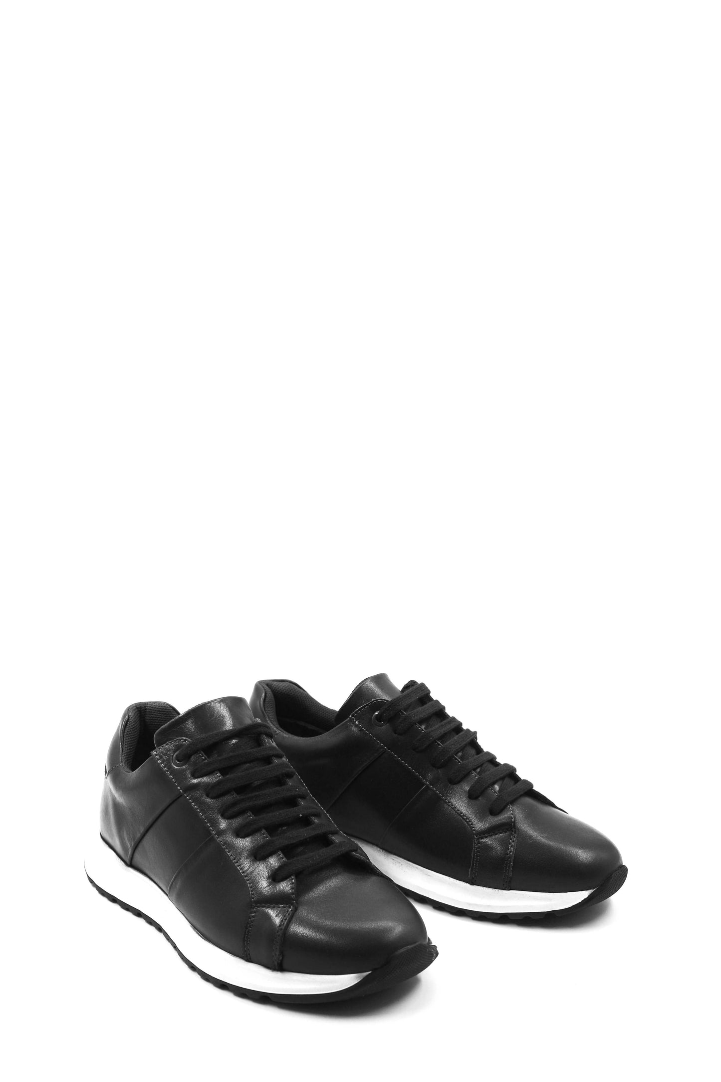 KOALA SYDNEY Men's Black Leather Sneakers with White Contrast Sole