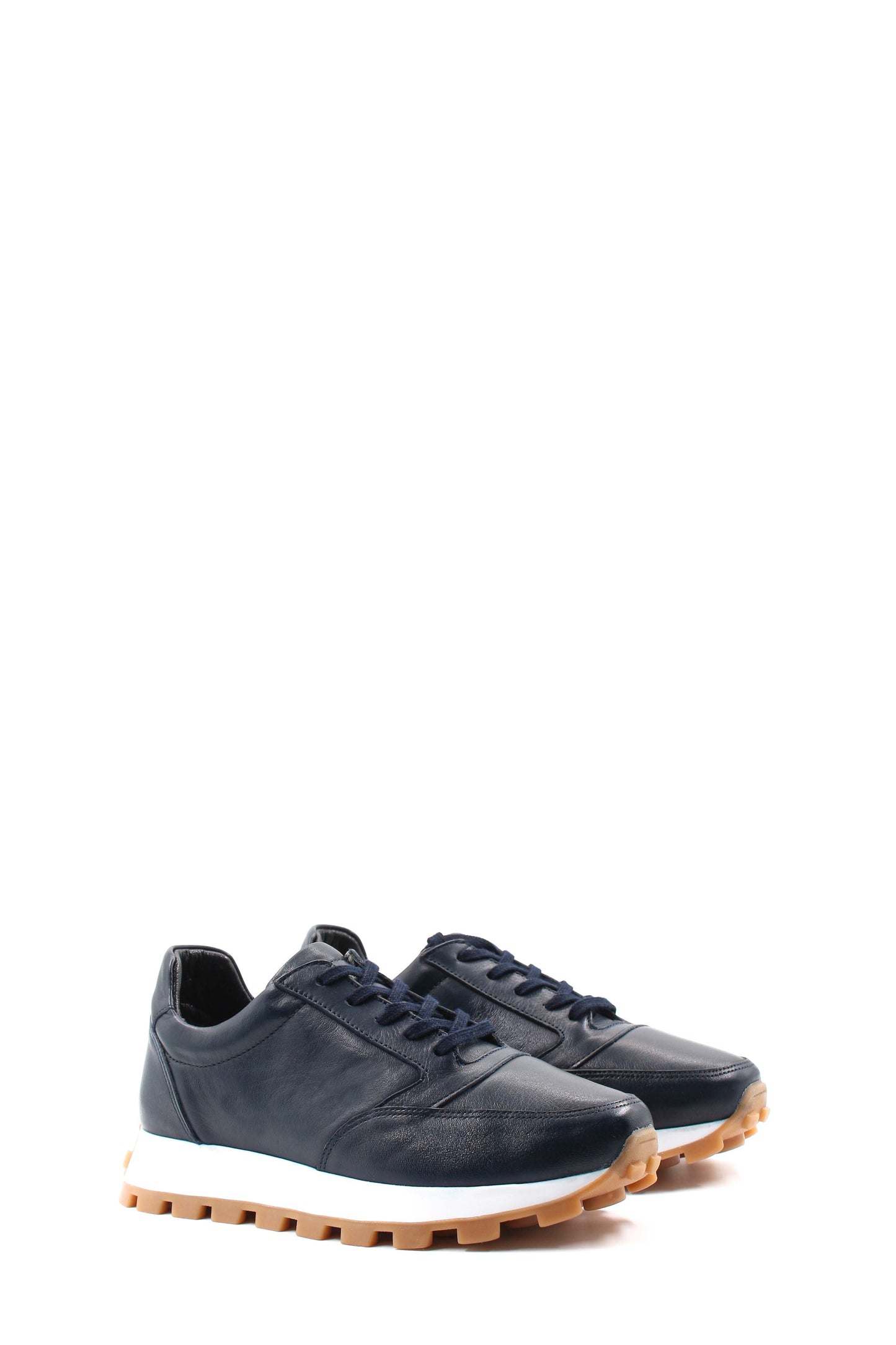 Navy Leather Retro Sneakers Wessi