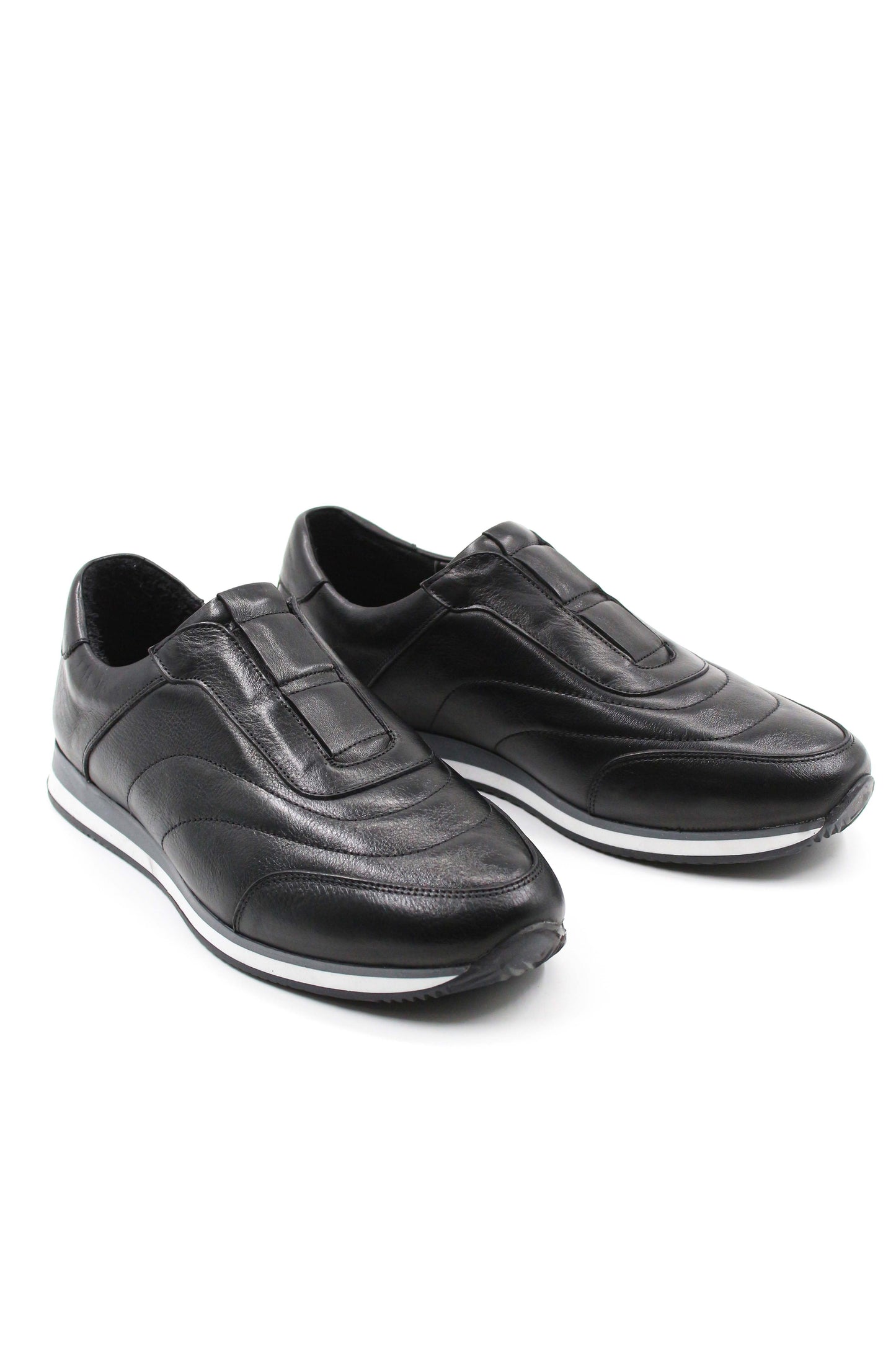 KOALA SYDNEY Men's Black Leather Slip-On Sneakers-