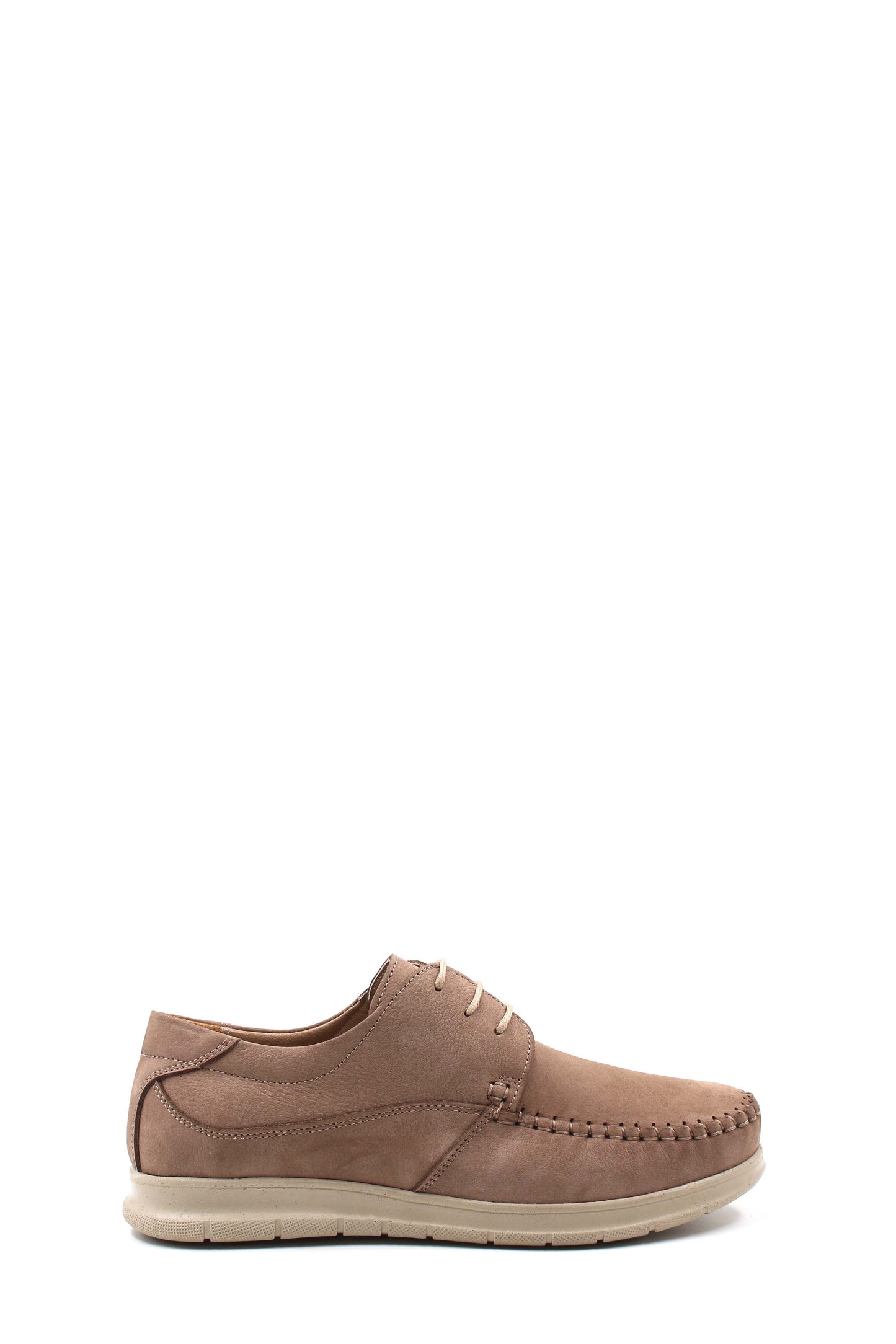 KOALA SYDNEY Men's Taupe Suede Lace-Up Shoes with Moc Toe and Cushioned Sole